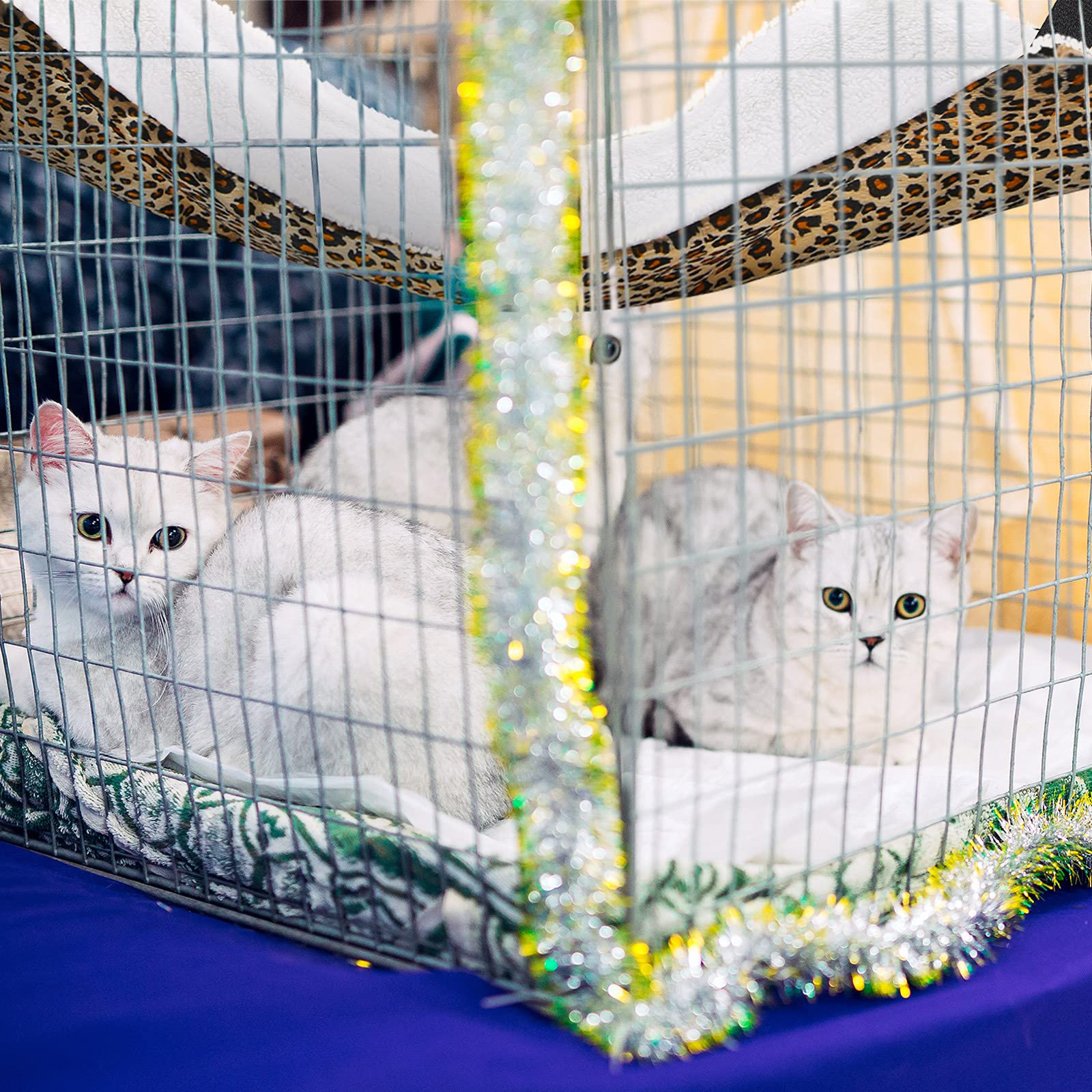 2 Pieces Reversible Cat Hanging Hammock Soft Breathable Pet Cage Hammock With Adjustable Straps And Metal Hooks Double Sided Han