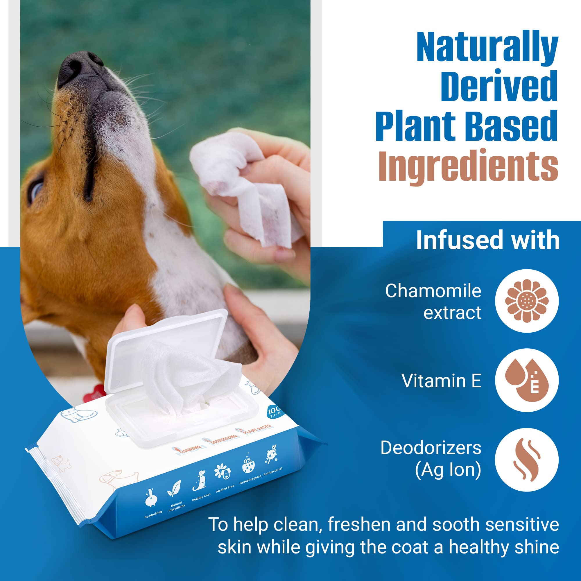 Pumbler Dog Wipes For Paws And Butt - 600Count/6Packs Pet Wipes For Dogs And Cats, Puppy Wipes - Dog Grooming Wipes Cleaning Deo