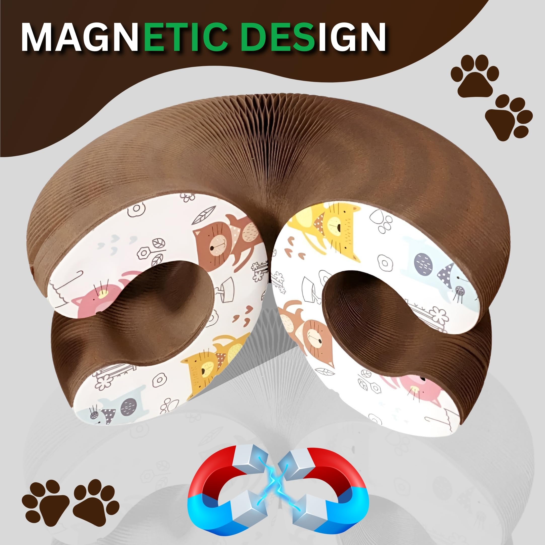 Greenwich Kitty Kurlz Reversible Infinity Cat Toy - Durable Magic Organ Made from Recycled Corrugated Cardboard | Eco-Friendly,