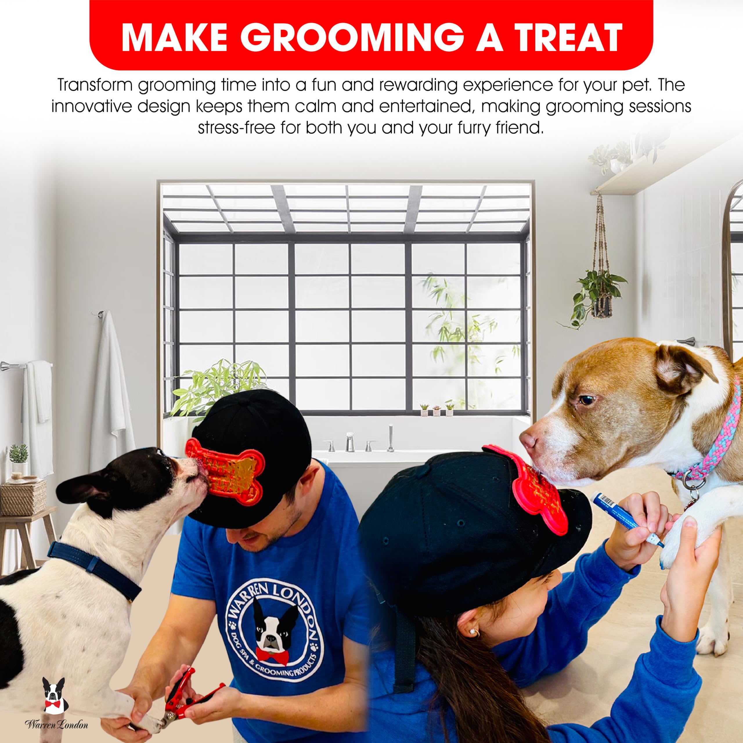 Distract-A-Hat  By Warren London - Dog Grooming Distraction Lick Hat For Nail Clipping And Grooming - Adjustable Fit With Adhesi