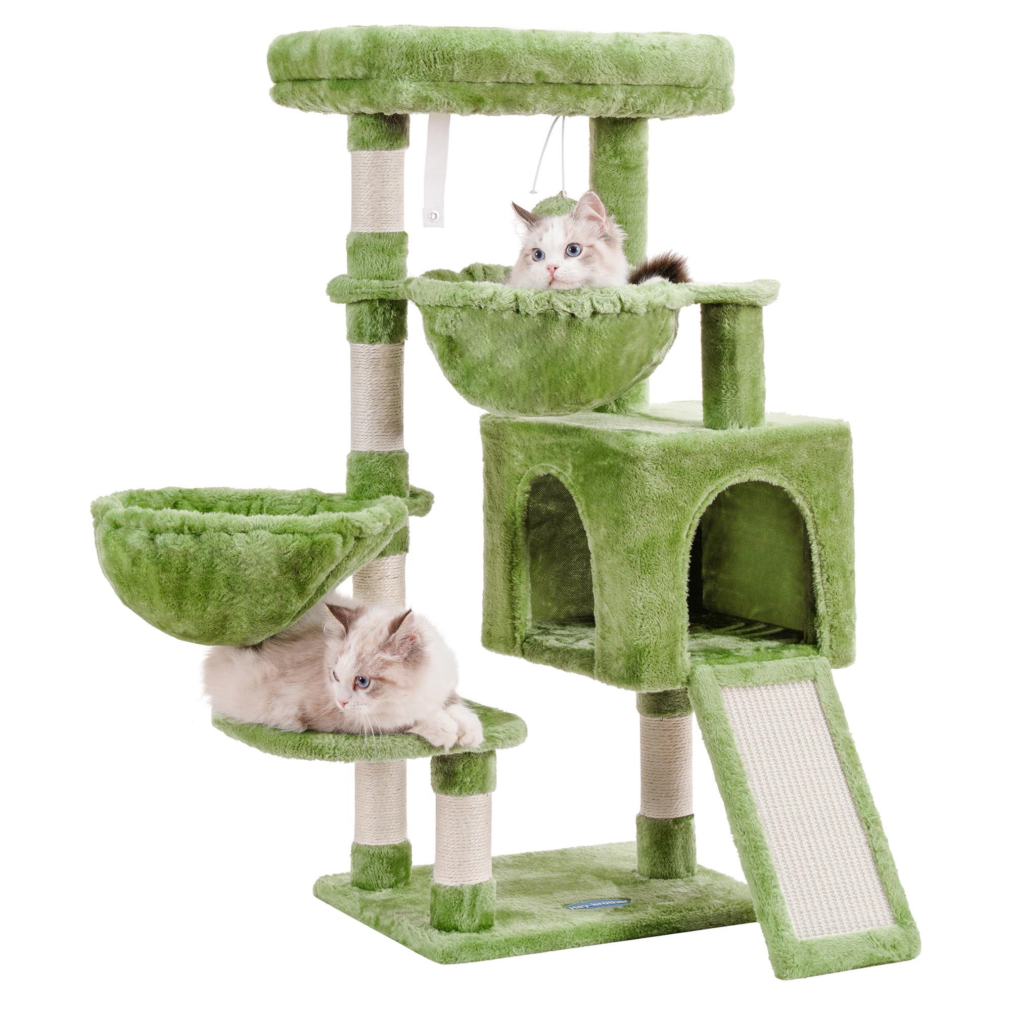 Hey-Brother Cat Tree, Cat Tower For Indoor Cats, Cat House With Large Padded Bed, Cozy Condo, Hammocks, Sisal Scratching Posts, 