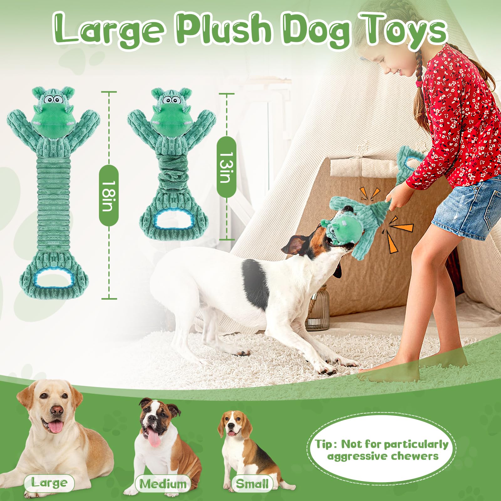 Fuufome Dog Toy For Aggressive Chewers:Large Plush Dog Toys With Squeaker To Keep Them Busy
