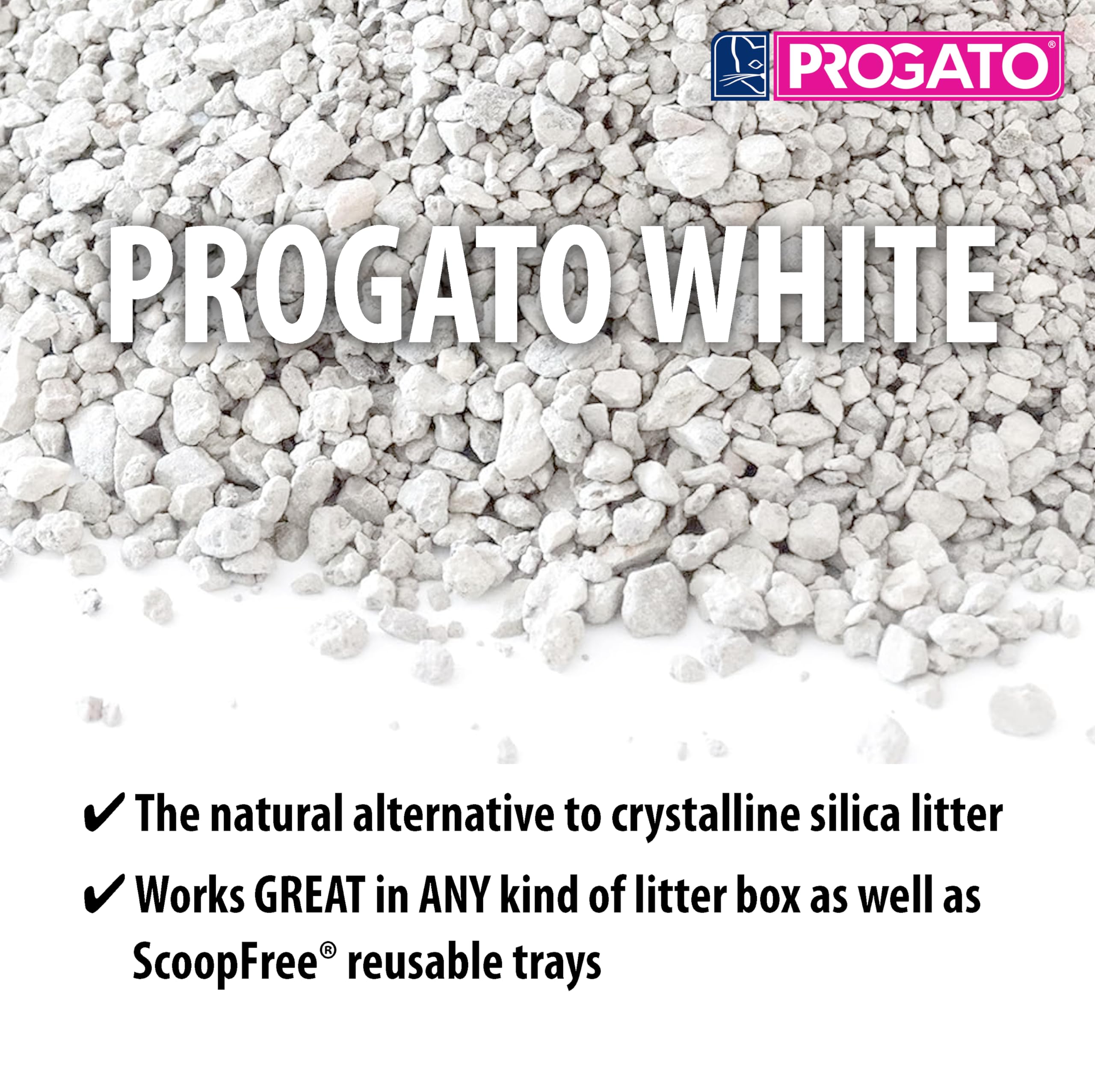 Progato Premium Natural Cat Litter, 100% Natural Diatomaceous Earth Non-Clumping Cat Litter, Odor Control, Lightweight, Chemical