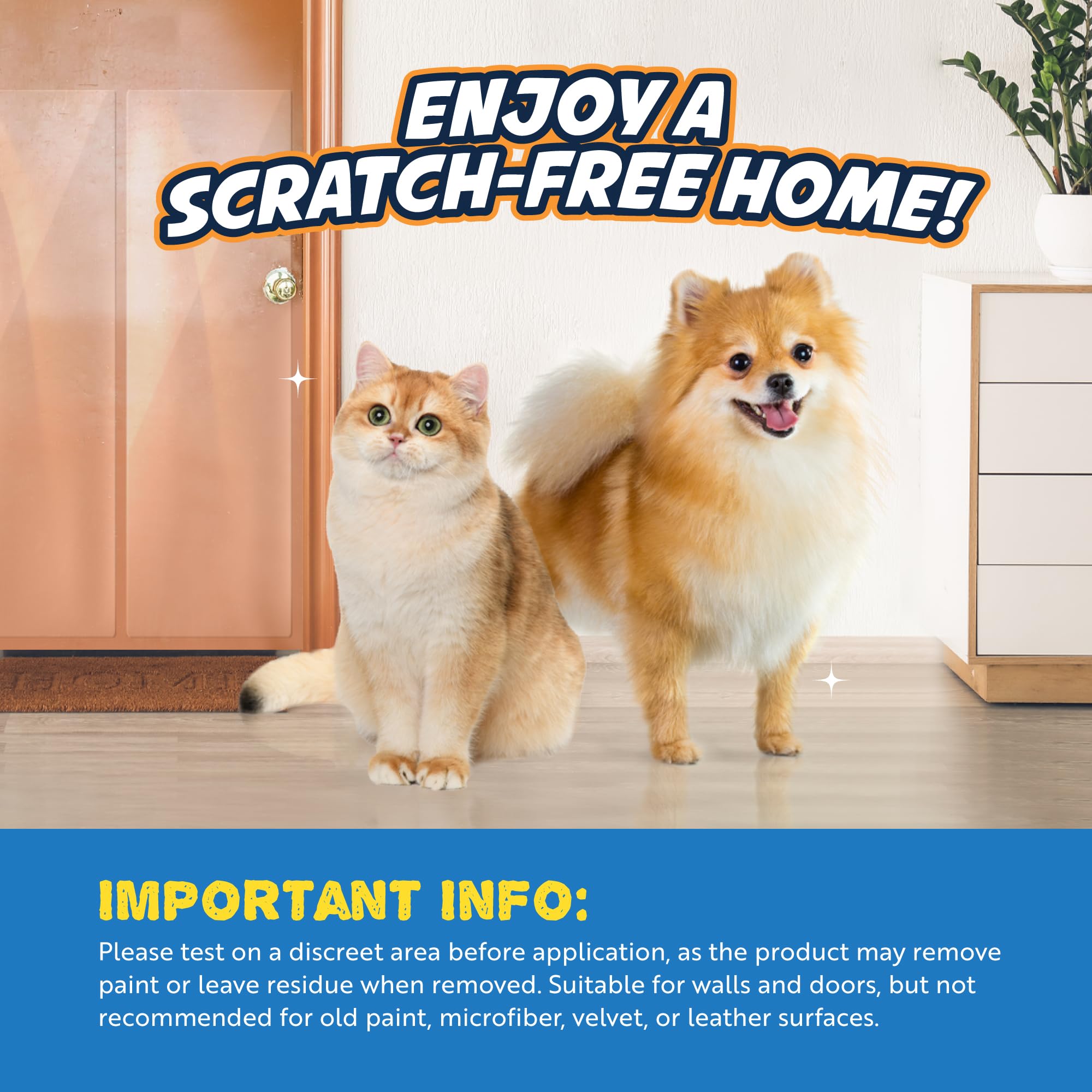 Panther Armor 4-Roll Door Protector From Dog & Cats Scratching - Anti Scratch Door Guards - Cat Scratch Door Frame Protector - Clear - 40' X 8.2'