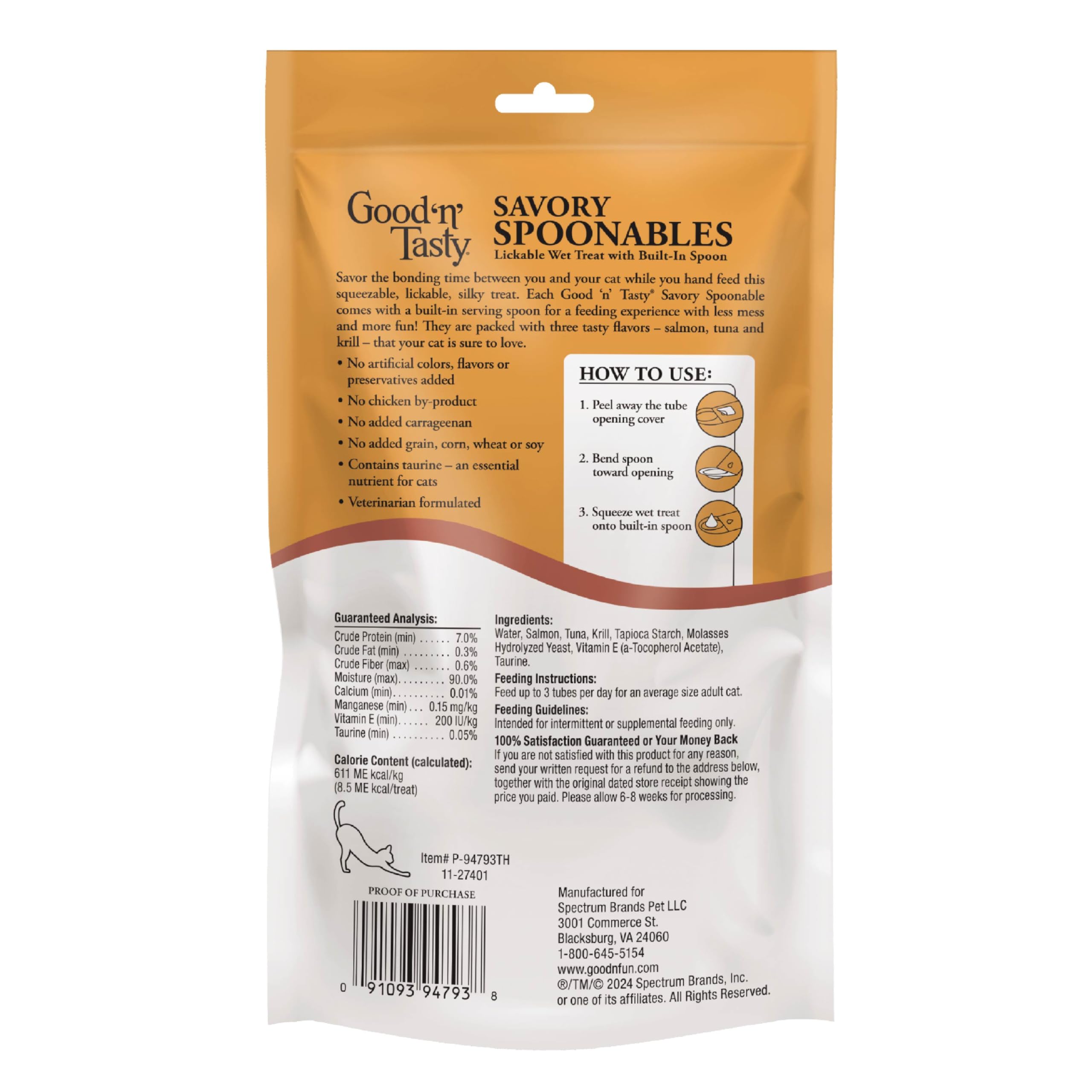 Good N Tasty Savory Spoonables with Real Salmon, Tuna & Krill, 10 Count Tube, Triple Flavor Squeezable Lickable Wet Treats for
