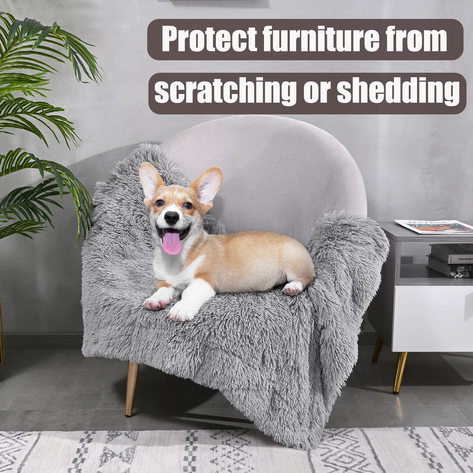 Benron Medium Dog Blanket For Couch Bed Crate, Cozy Reversible Fleece Dog Blanket, Washable Fluffy Throw Blankets 30X40 Inches Grey