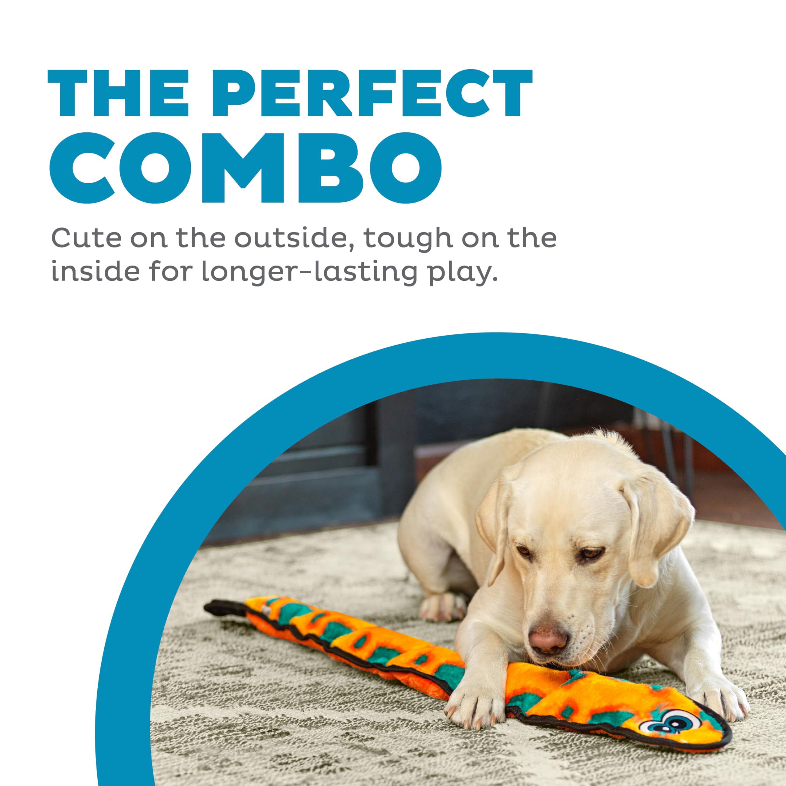 Outward Hound Durablez Tough Plush Squeaky Dog Toy, Snake, Orange, Xl