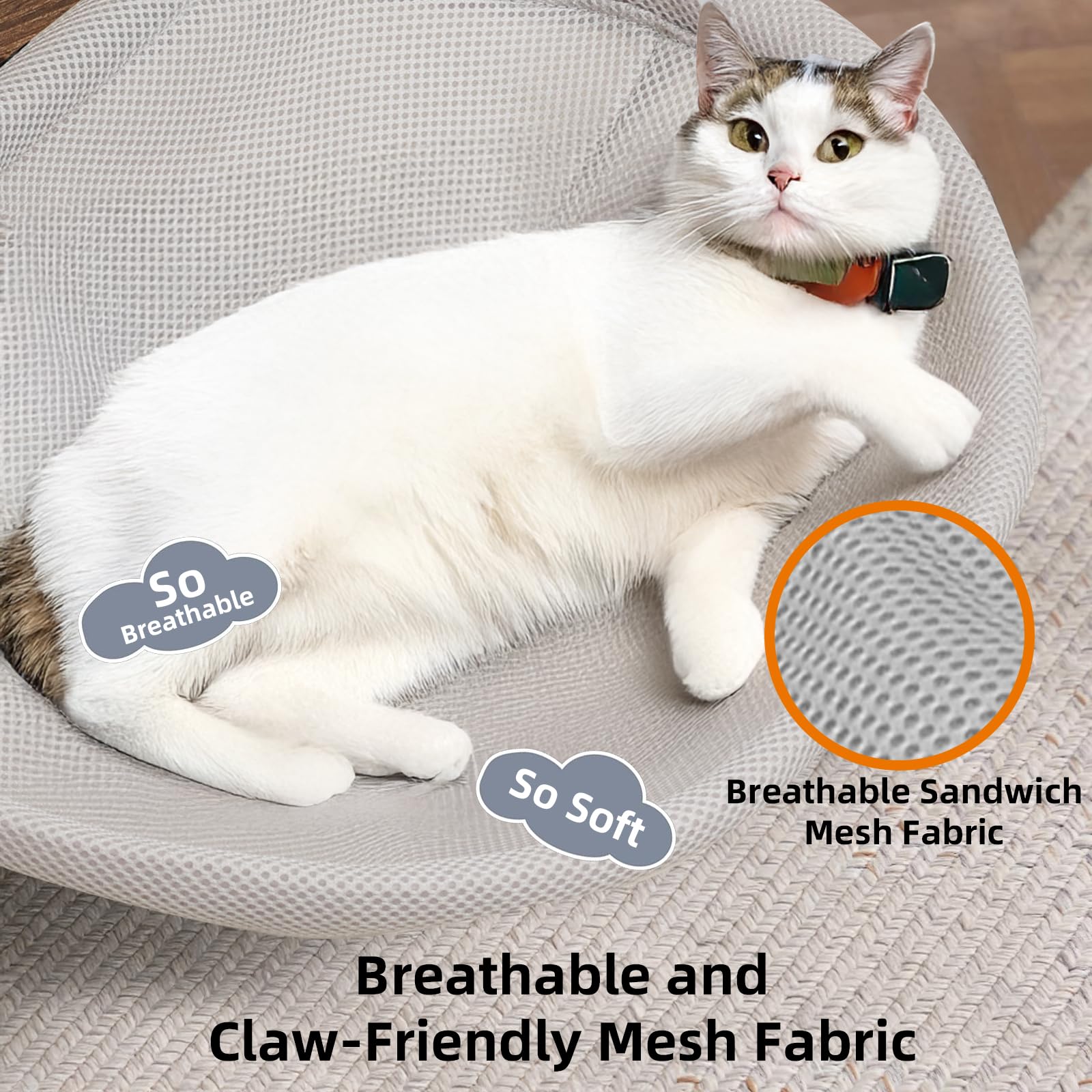 Lilyang Large Cat Desk Bed - Sunken Cat Hammock, 19.5''X15'' Spacious Nest, Secure Bed With Dual Clamps & Steel Frame, Supports