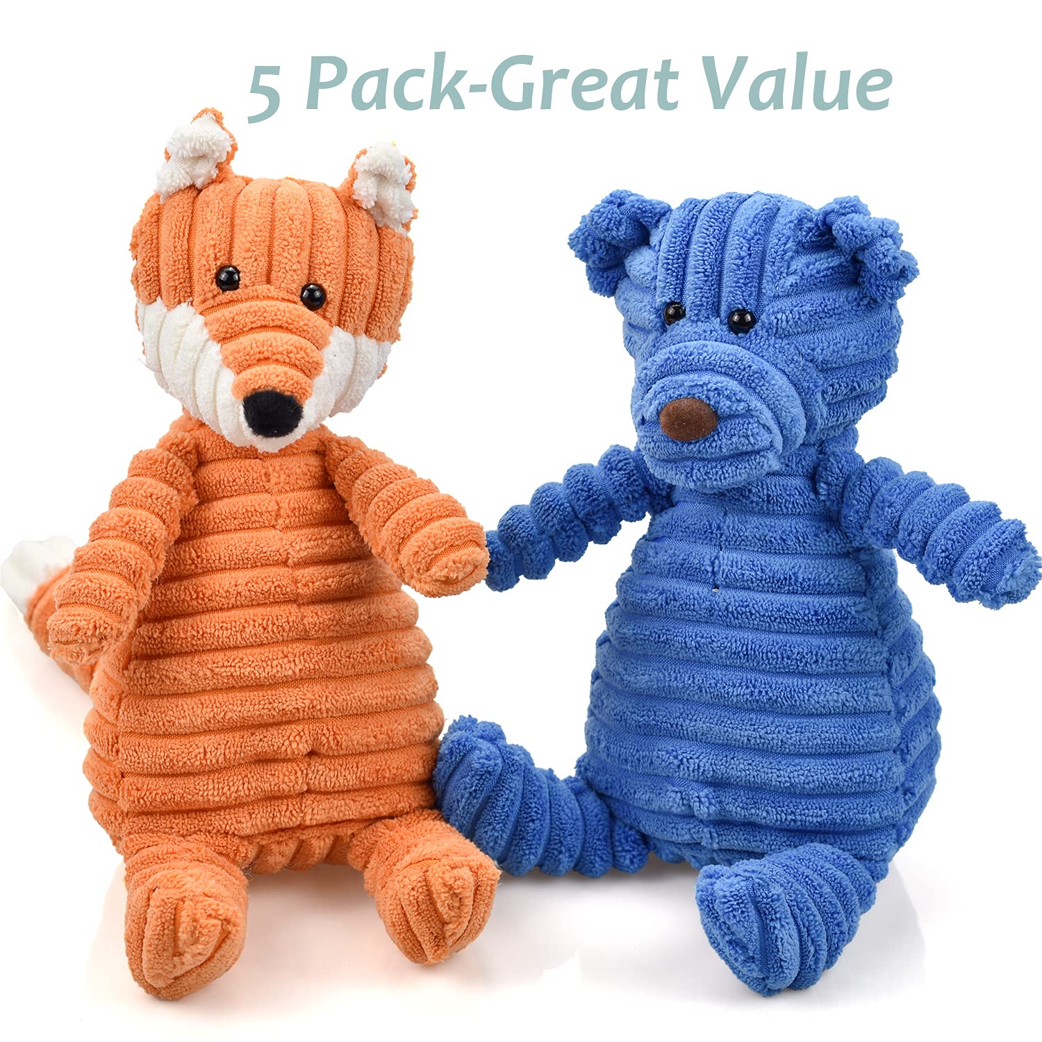 5Pack Dog Squeaky Plush Toys Puppy Toys Assortment Value Bundle Dog Toy For Puppies Bulk Large Dog Teething Toys Pet Chew Toys