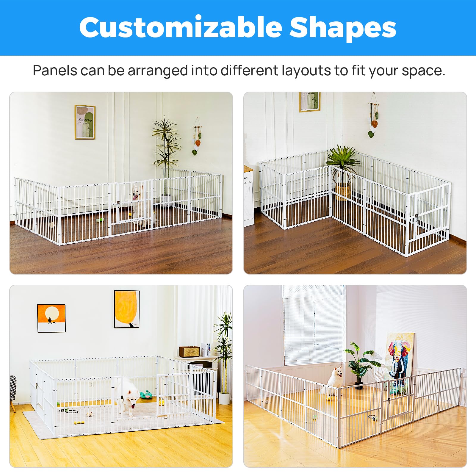 RYPetmia Dog Playpen - 32 Height Dog Pen, Heavy Duty Puppy Pen with Door, Safe & Sturdy, Easy Assemble for Indoor/Outdoor Pet Pl