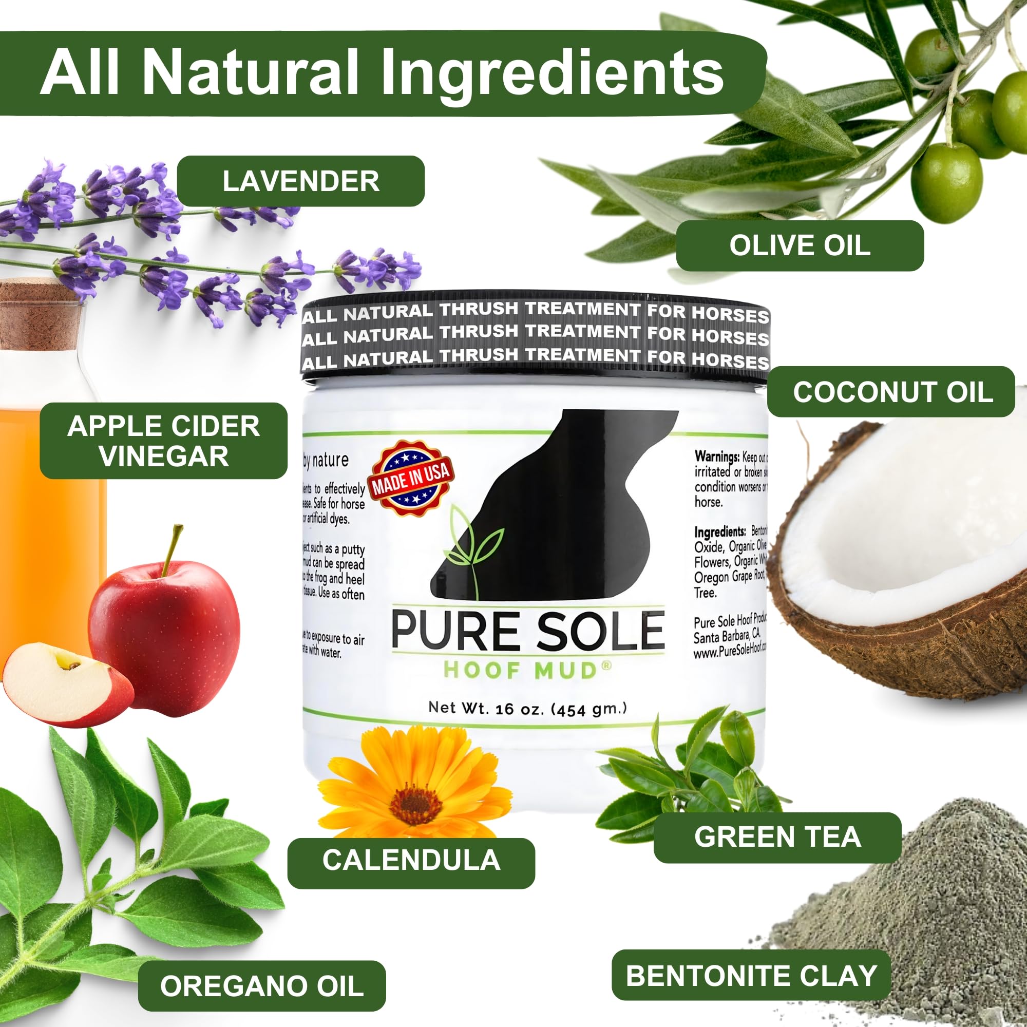 Hoof Clay Thrush Treatment for Horses | Pure Sole Hoof Mud for White Line, Cracks, Thrush, and Hoof Packing | All Natural Horse