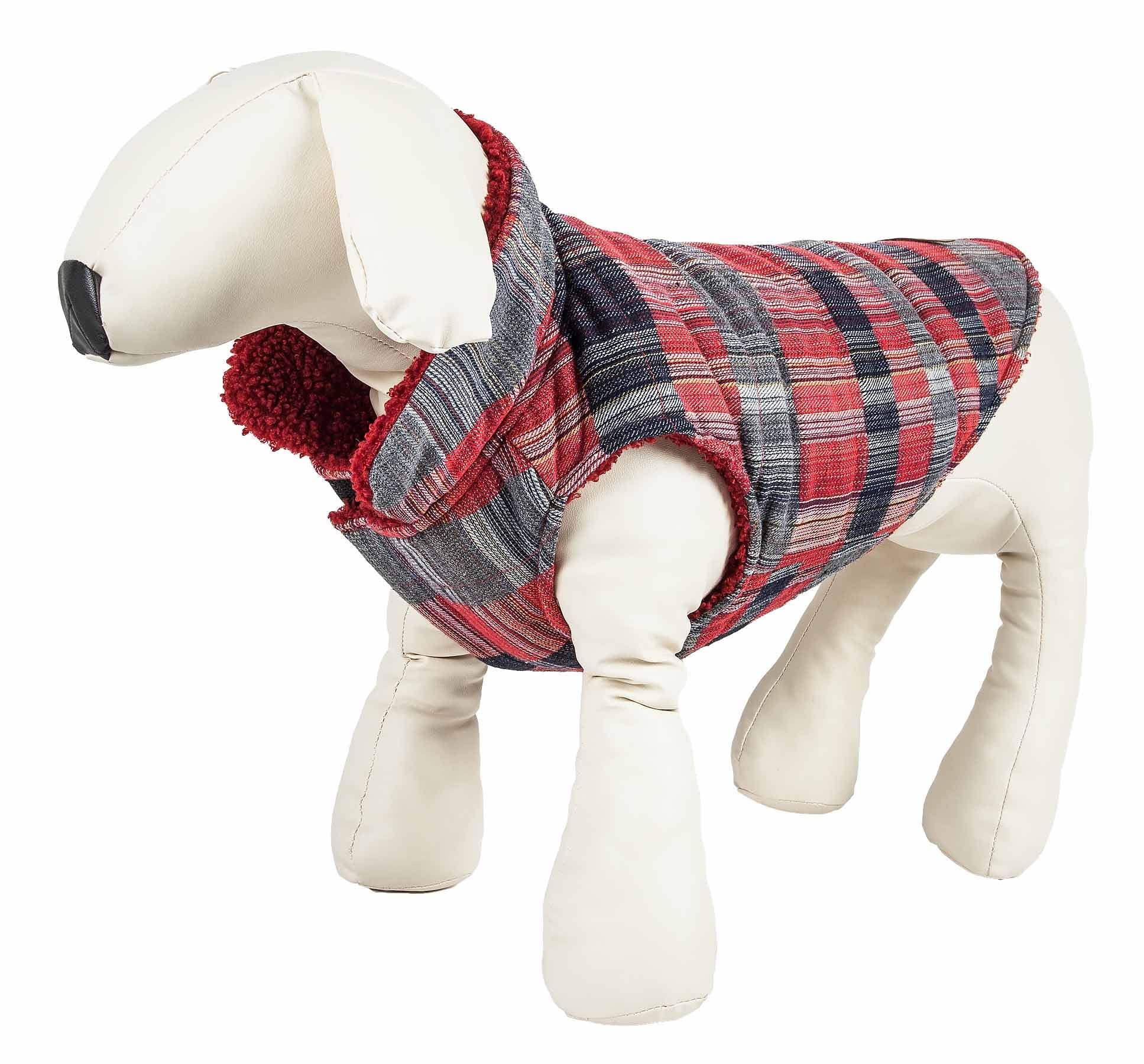 Pet Life ® 'Scotty' Tartan Classical Plaid Dog Coat - Insulated Plaid Dog Jacket with Reversible Sherpa Lining - Winter Dog Clothes for Small Medium Large Dogs