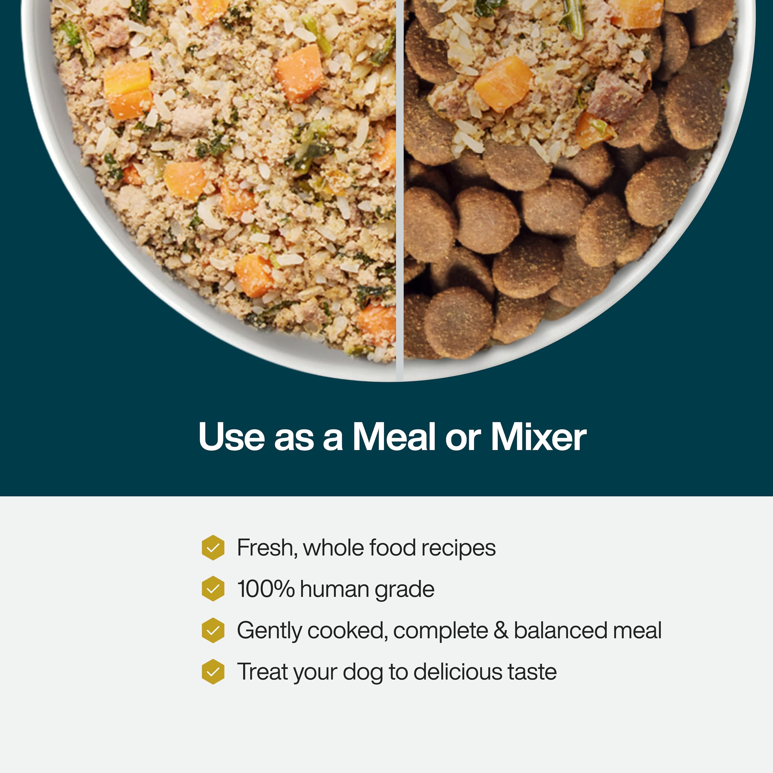 JustFoodForDogs Frozen Fresh Dog Food, Complete Meal or Dog Food Topper, Chicken & Rice Human Grade Dog Food Recipe, 18 oz (Pack