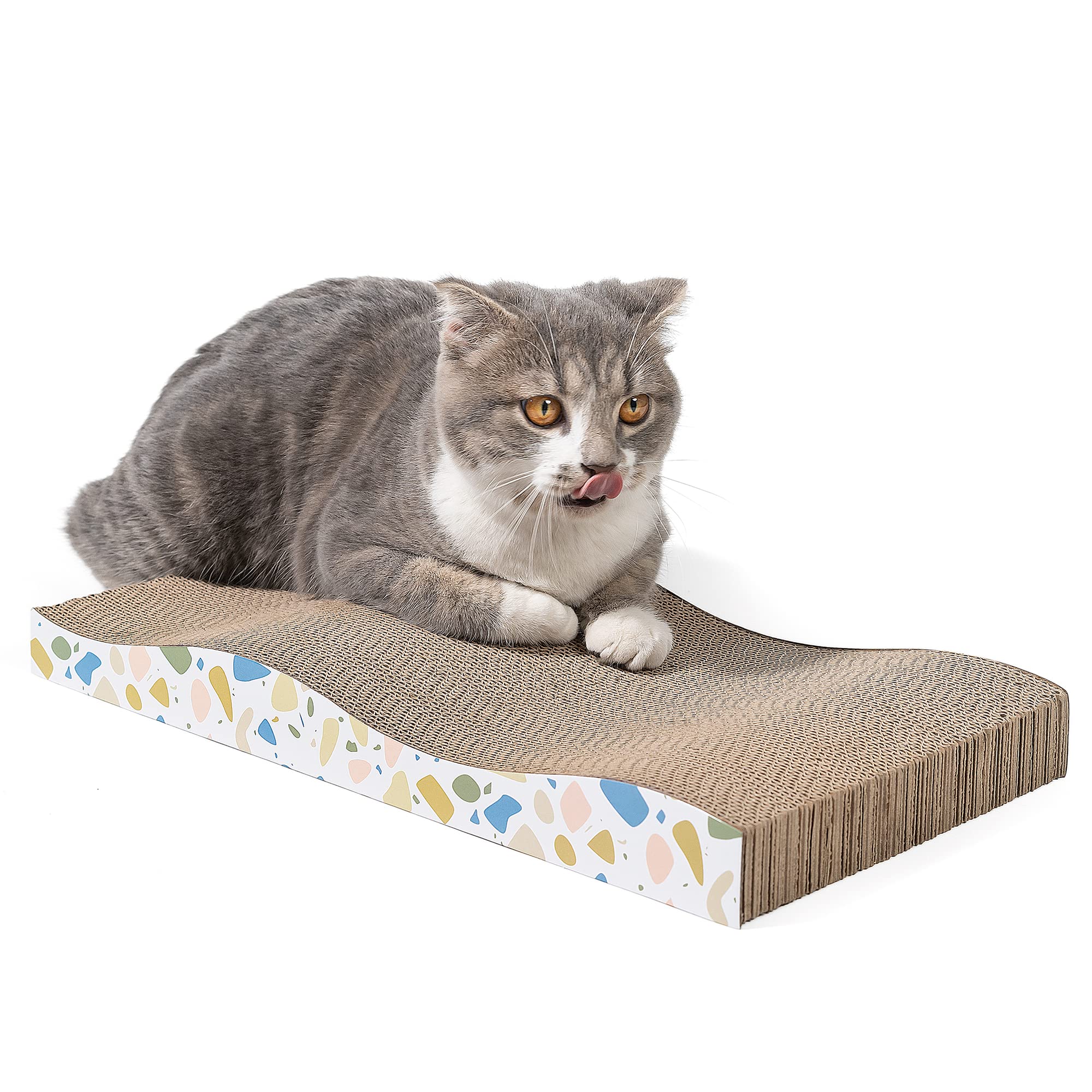 Conlun Cat Scratcher Cardboard Cat Scratch Pad With Premium Scratch Textures Design Durable Cat Scratching Pad Reversible Half Wave 16.5L X 8.6W X 1.6H