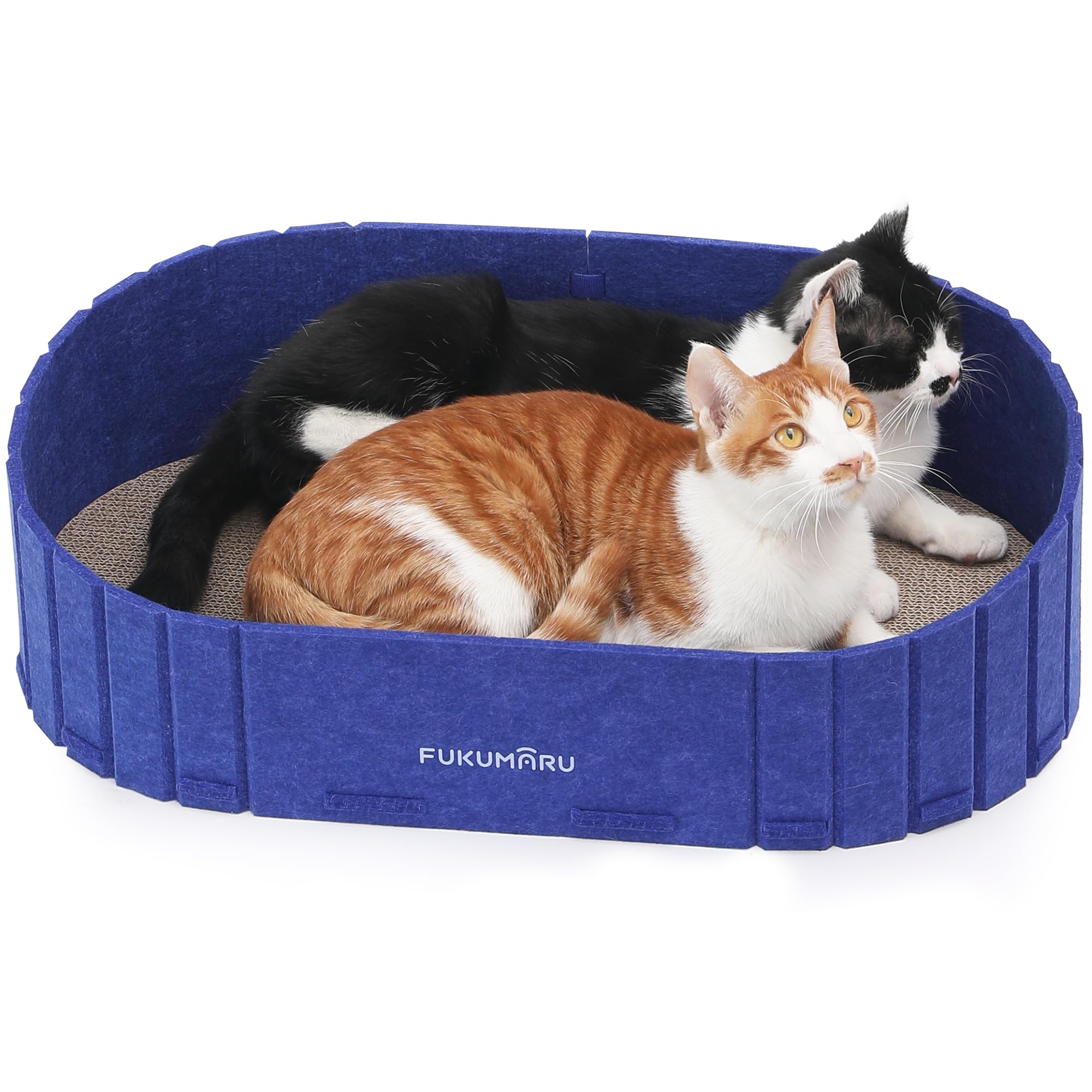 Fukumaru Cat Scratcher, 24 Inch Sofa Shape Cat Scratcher Couch Bed, Reversible Detachable Cats Scratching Board, Round Cats Scra