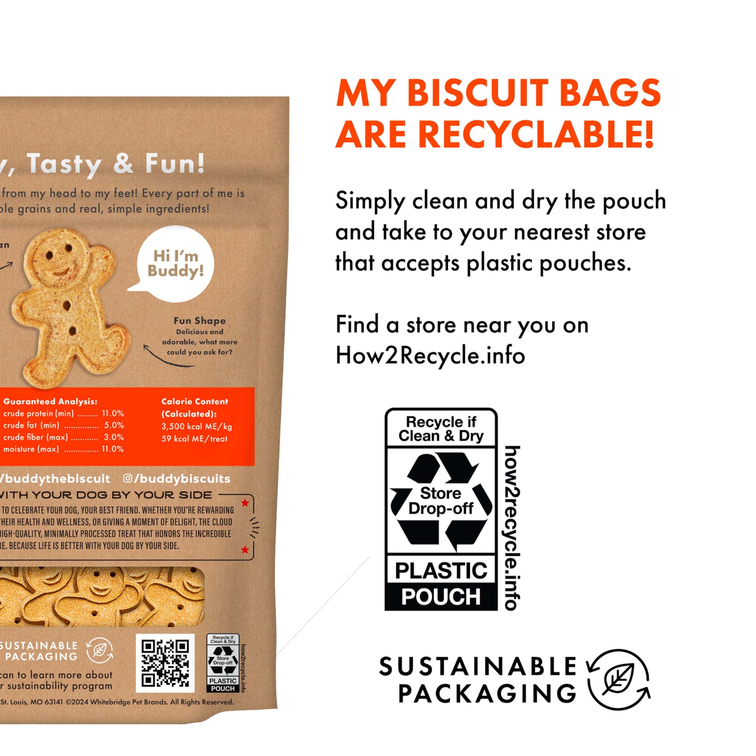 Buddy Biscuits 3.5 lbs. Bag of Crunchy Dog Treats Made with Natural Peanut Butter