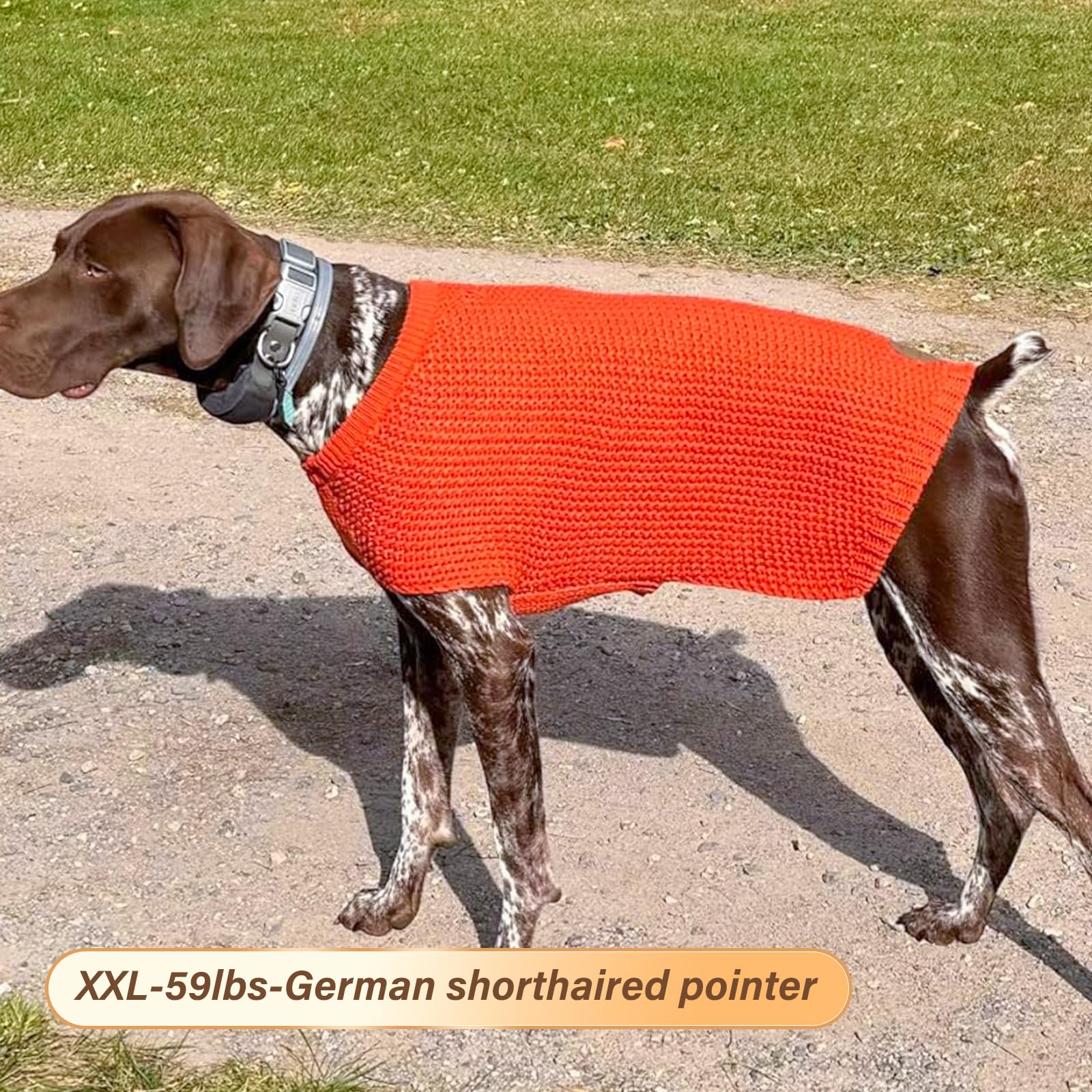 Kyeese Classic Dog Coat With Reflective Yarn, Leash Hole, Comfortable Stretchy Dog Sweater, Warm, Orange, 3Xl