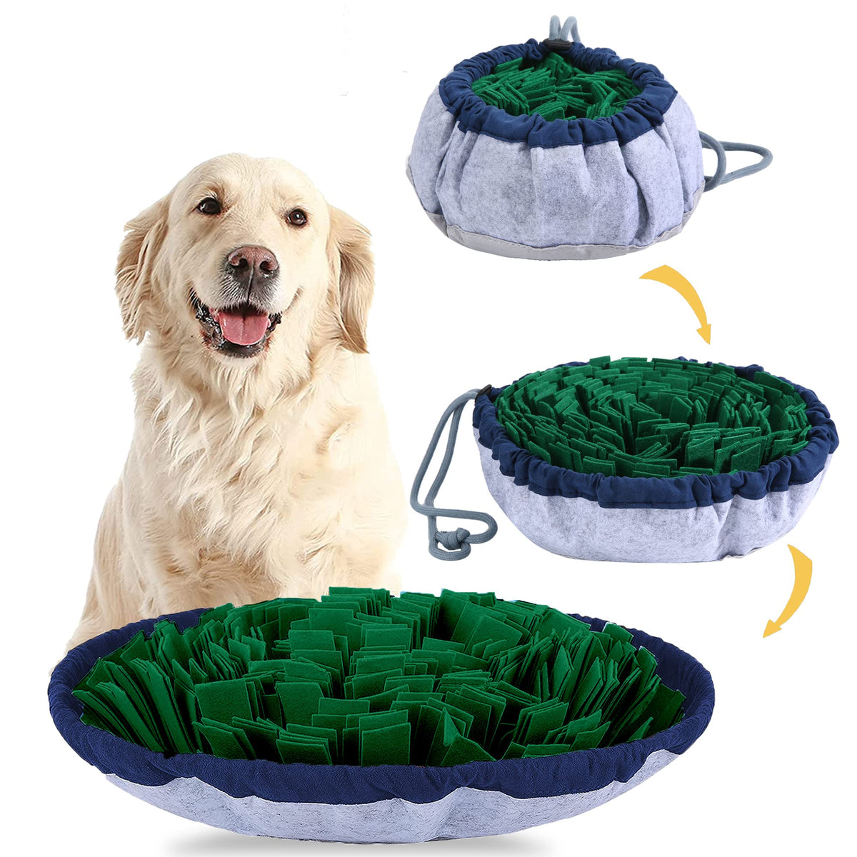 Pet Arena Adjustable Snuffle Mat For Dogs, Cats - Dog Puzzle Toys, Enrichment Pet Foraging Mat For Smell Training And Slow Eatin