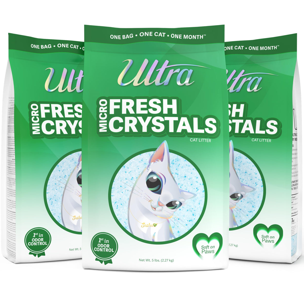 Ultra Fresh Scented Micro Crystals Premium Cat Litter - 99.9% Dust Free, Soft On Paws - 15 Lbs. Total (3Pk Of 5 Lbs.)