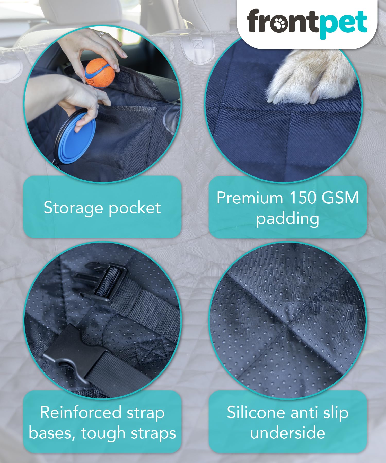 Frontpet Suv Cargo Liner For Dogs - Water-Resistant Pet Trunk Cargo Cover Mat For Suvs And Sedans With Bumper Flap Protector, Trunk Cover, Non-Slip Liner, (58' X 58') Upgraded 2025