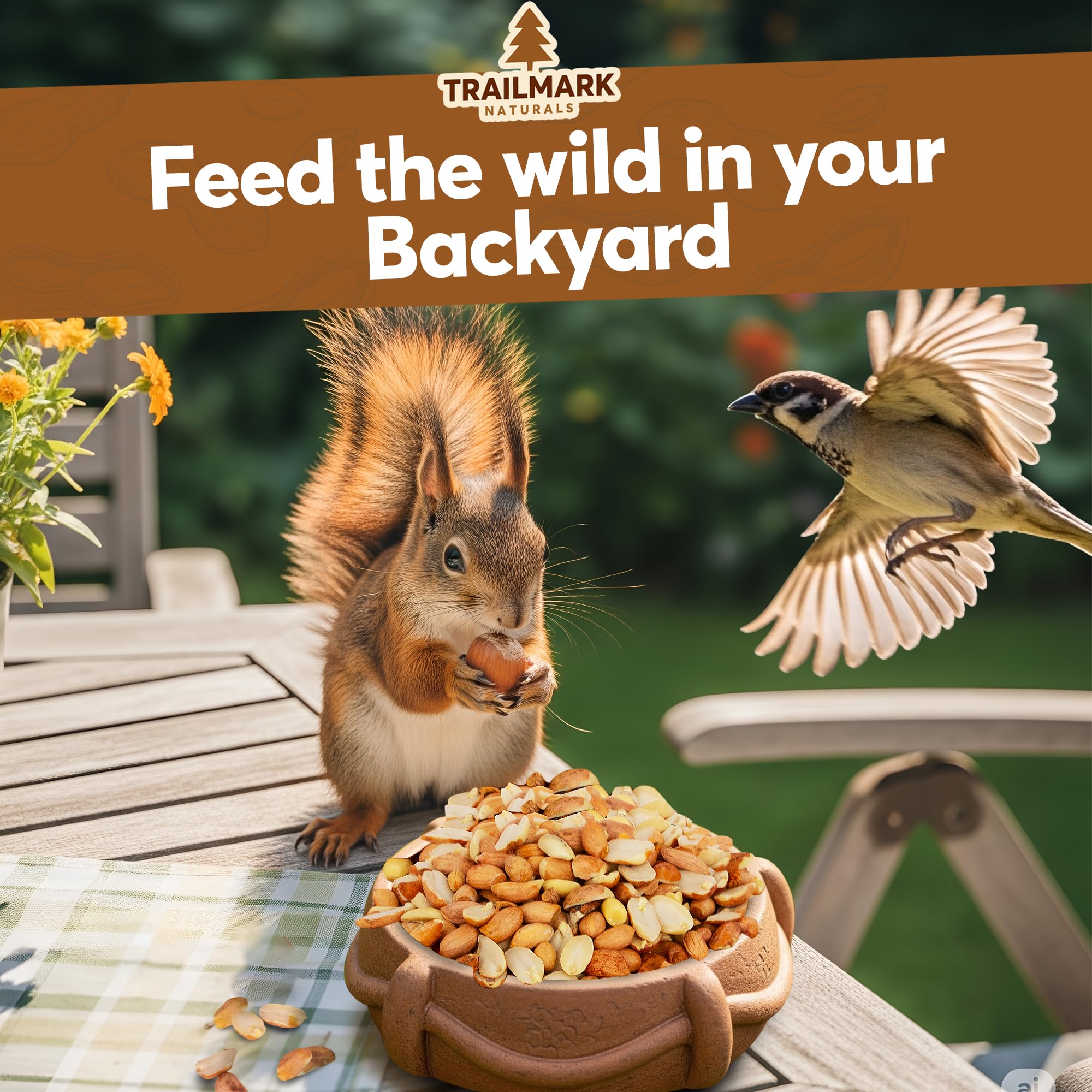 Trailmark Naturals - 5 LB - Raw Shelled Peanuts For Squirrels, Out of Shell Peanuts For Birds and Wildlife- Squirrel Food, Wild