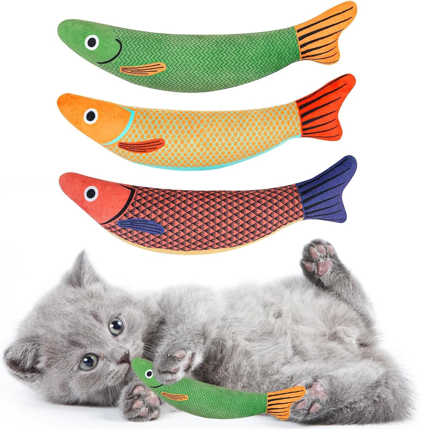 Woofy 1 Pcs Cat Toys Kitten Toys Assortments, Cat Toys Fish With Catnip, Cat Nip Toys, Cat Chew Plush Toys, Interactive Kitten C