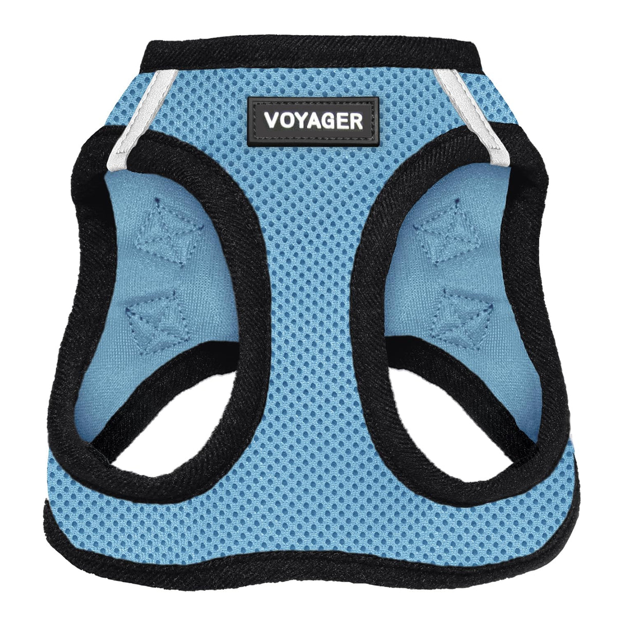 Voyager Step-In Air Dog Harness - All Weather Mesh, Reflective, No Pull Harness For Small, Medium Dogs, Cats - Secure With Hook & Loop Fastener, Buckle, Double D-Rings - Baby Blue/Black Trim, S