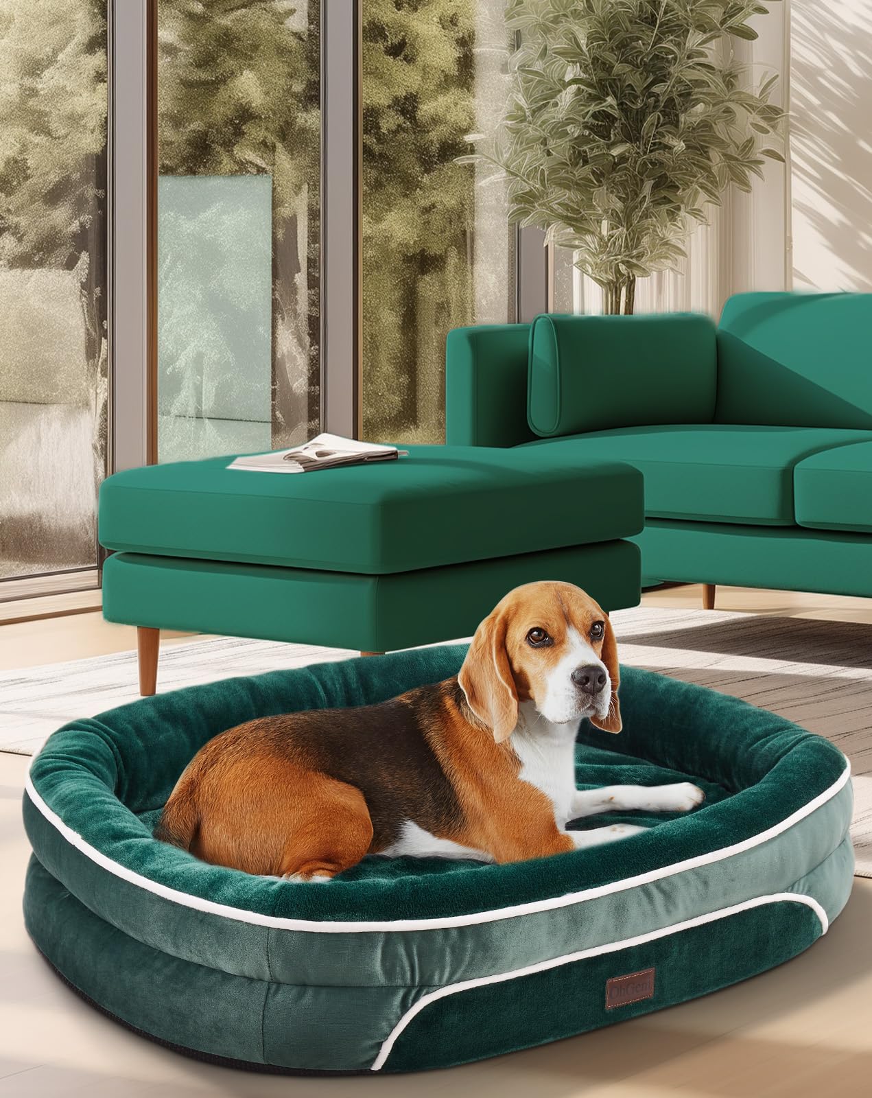 Ohgeni Orthopedic Dog Couch Large Sized Pet Beds For Fathers Gifts With Comfort Foam Support, Soft Indestructible Fabric, Machin
