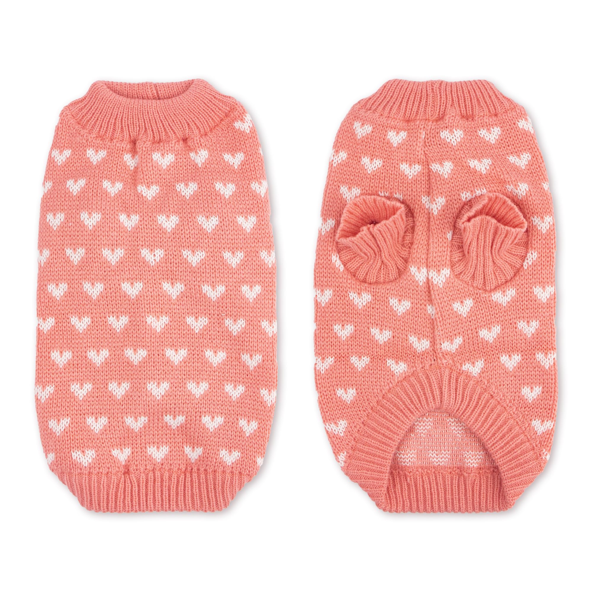 Dog Sweater Heart Puppy Sweater Warm Soft Pet Cloth Dog Outfits For Small Dogs And Cats (Pink, M)