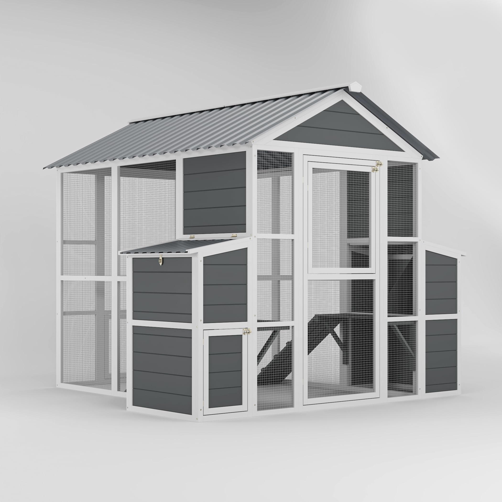 YOPTO Outdoor Wooden Chicken Coop for 10 Chickens,Large Hen House Poultry Habitat Pet Hutch Run Cage with 2 Chicken Nesting Boxe