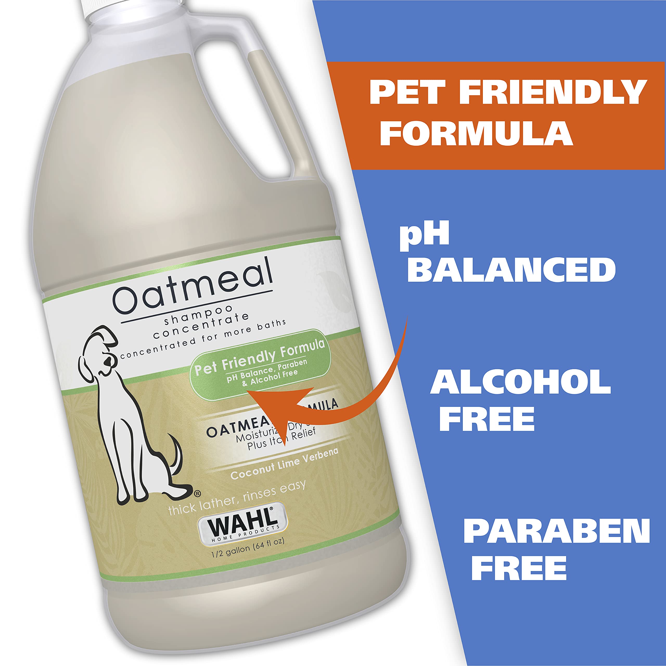 Wahl Usa Dry Skin & Itch Relief Pet Shampoo For Dogs – Oatmeal Formula With Coconut Lime Verbena - 64 Oz - Model 821004-050