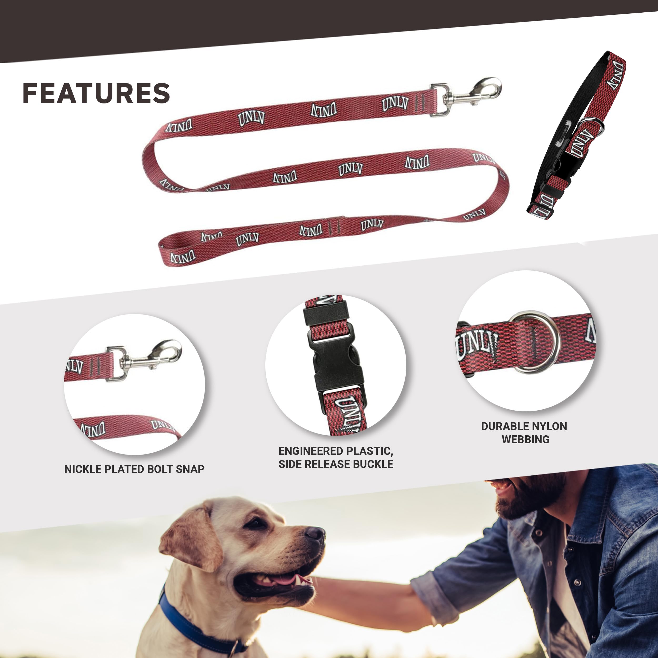 Moose Pet Wear Unlv Dog Collar - Deluxe Adjustable Dog Collars, 1 Inch Wide Collar Adjusts 13 – 21 Inches, Large, Carbon Fiber Red