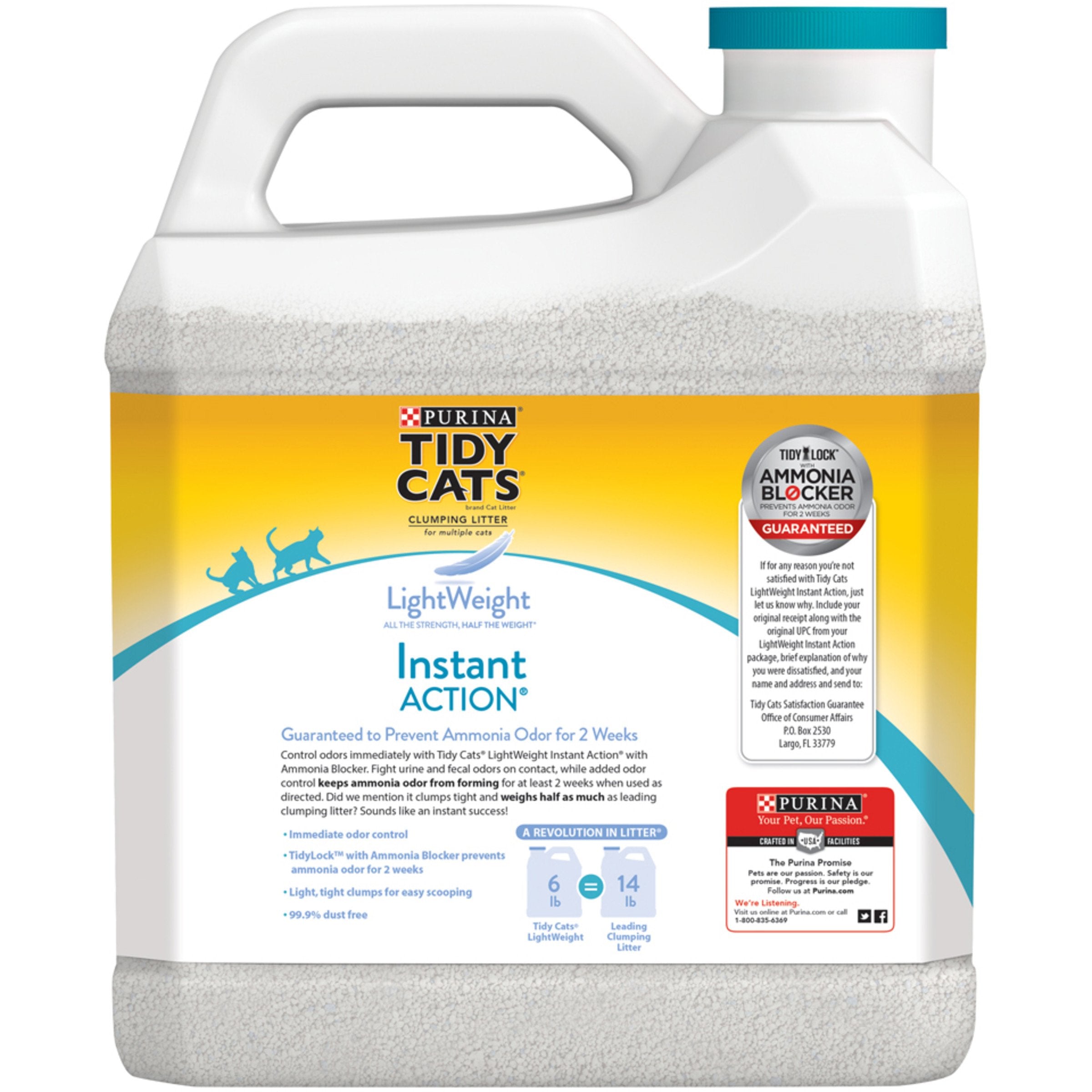 Purina Tidy Cats Light Weight, Low Dust, Clumping Cat Litter, Lightweight Instant Action Multi Cat Litter - 6 Lb. Jug
