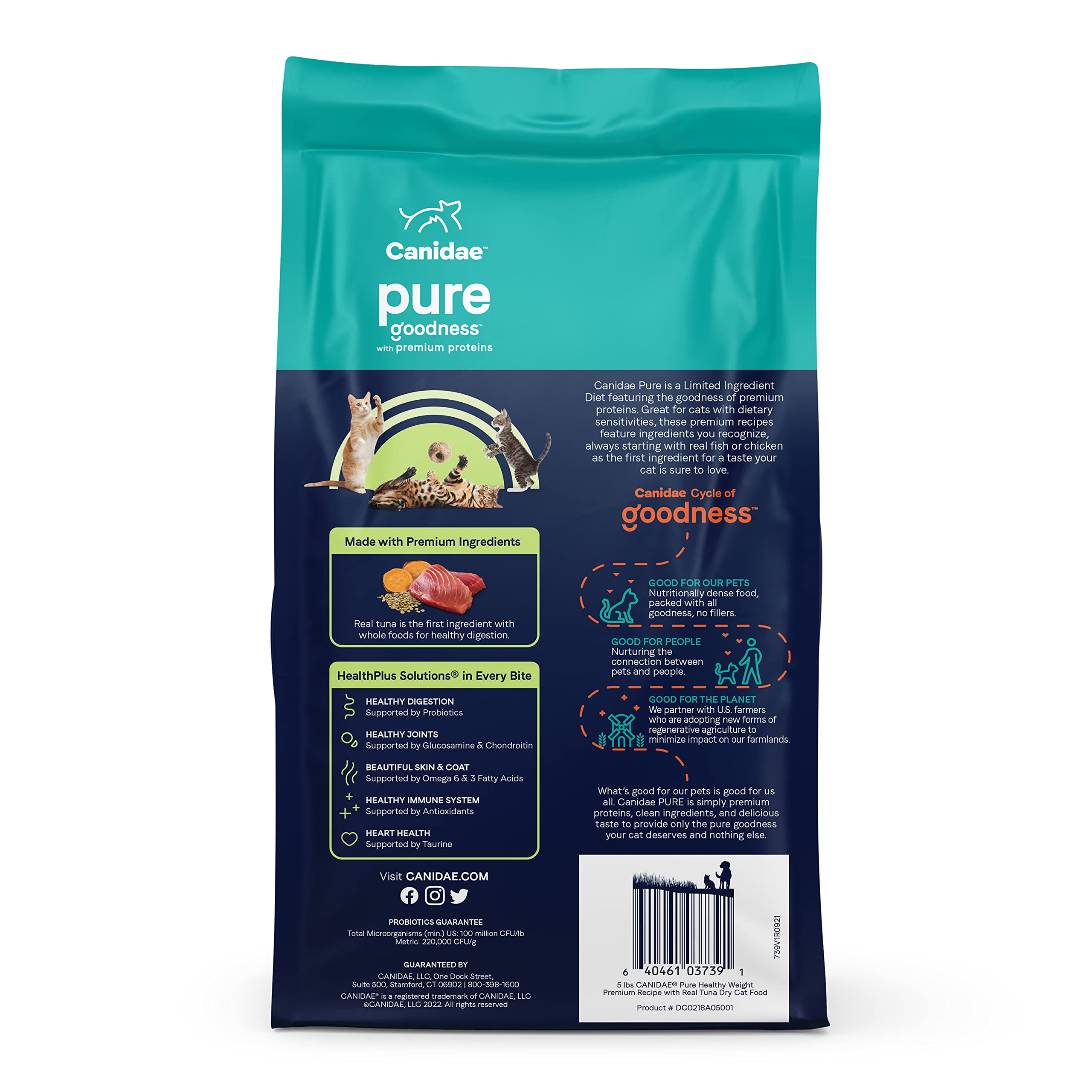 Canidae Pure Healthy Weight Limited Ingredient Premium Dry Cat Food, Real Tuna Recipe, 5 lbs, Grain Free