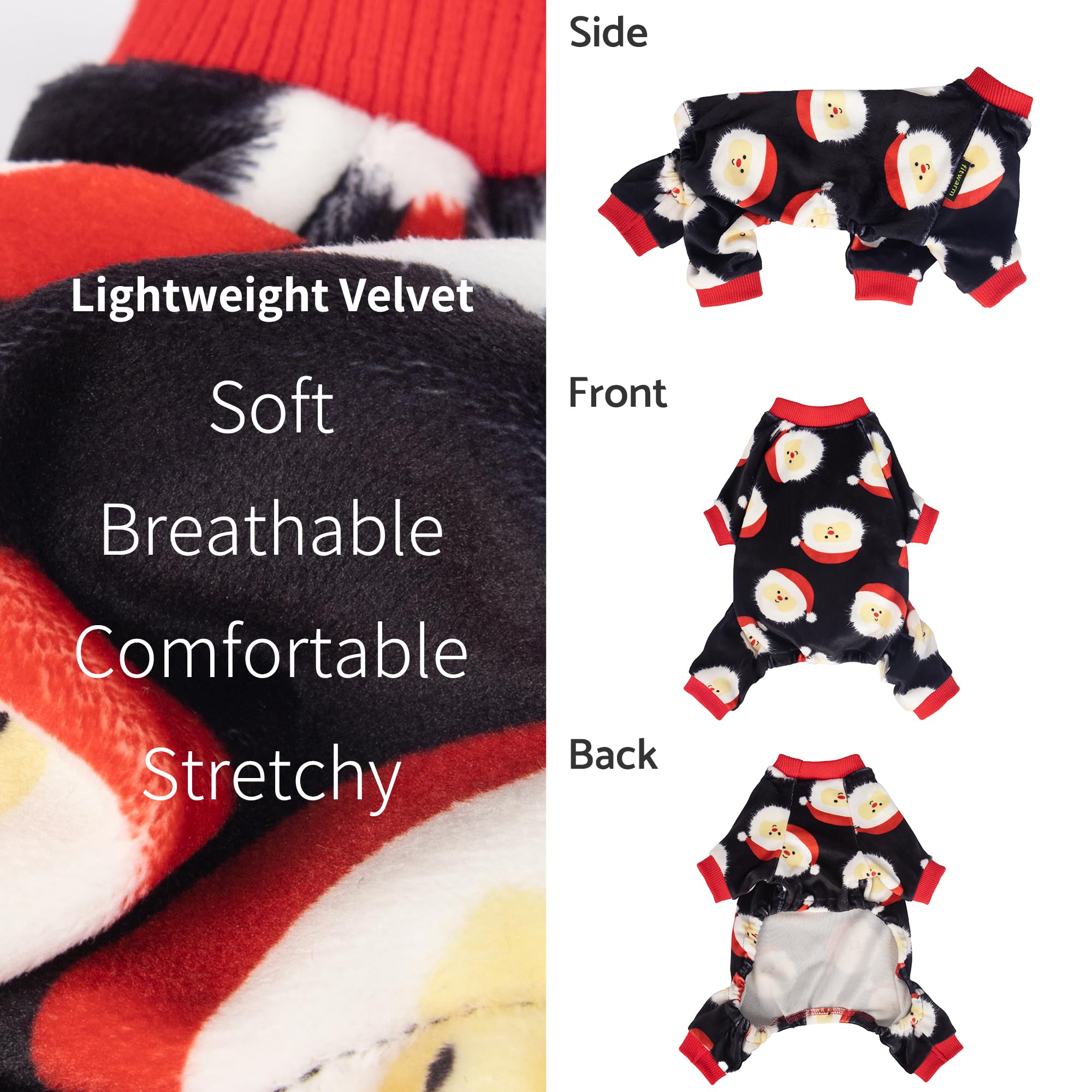 Fitwarm Santa Claus Dog Christmas Pajamas, Winter Doggy Clothes For Small Dogs Boy Girl, Fleece Dog Jammies With Feet, Holiday P