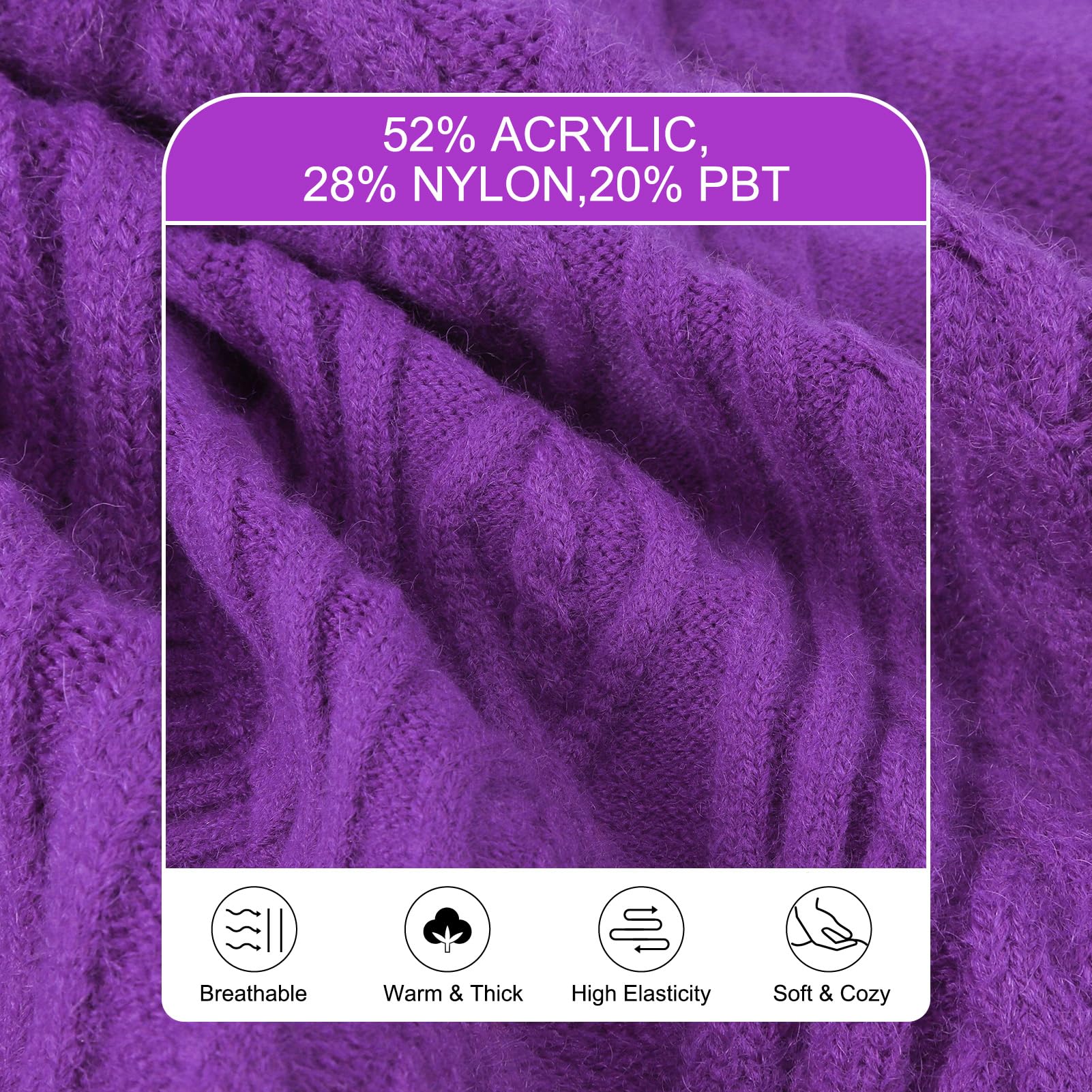 Beautyzoo Dog Sweaters - Warm Christmas Sweater, Thick Turtleneck Pullover For Small Dogs, Puppy, Chihuahua, Yorkie - Purple Sm