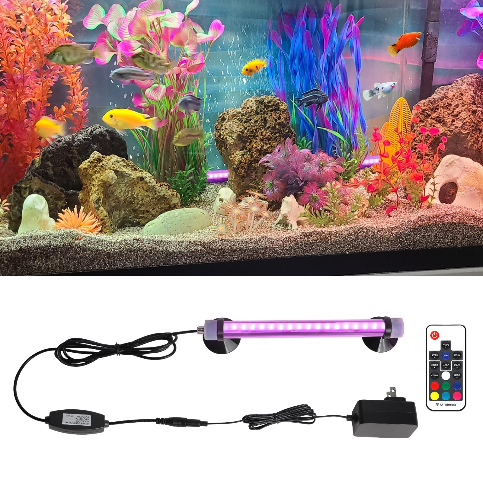 Submersible Aquarium Light for Fish Tank: Full Spectrum Underwater Fish Tank Light with COB Led Light Strips - Adjustable Bright
