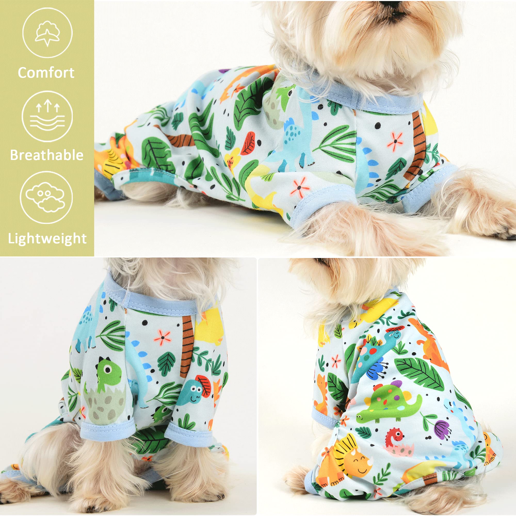 Dinosaur Dog Pajamas Soft Pet Puppy Jammies Pjs Cute Doggie Pajamas For Small Dogs Pets Clothes,Dogg Outfits For Summer Spring F