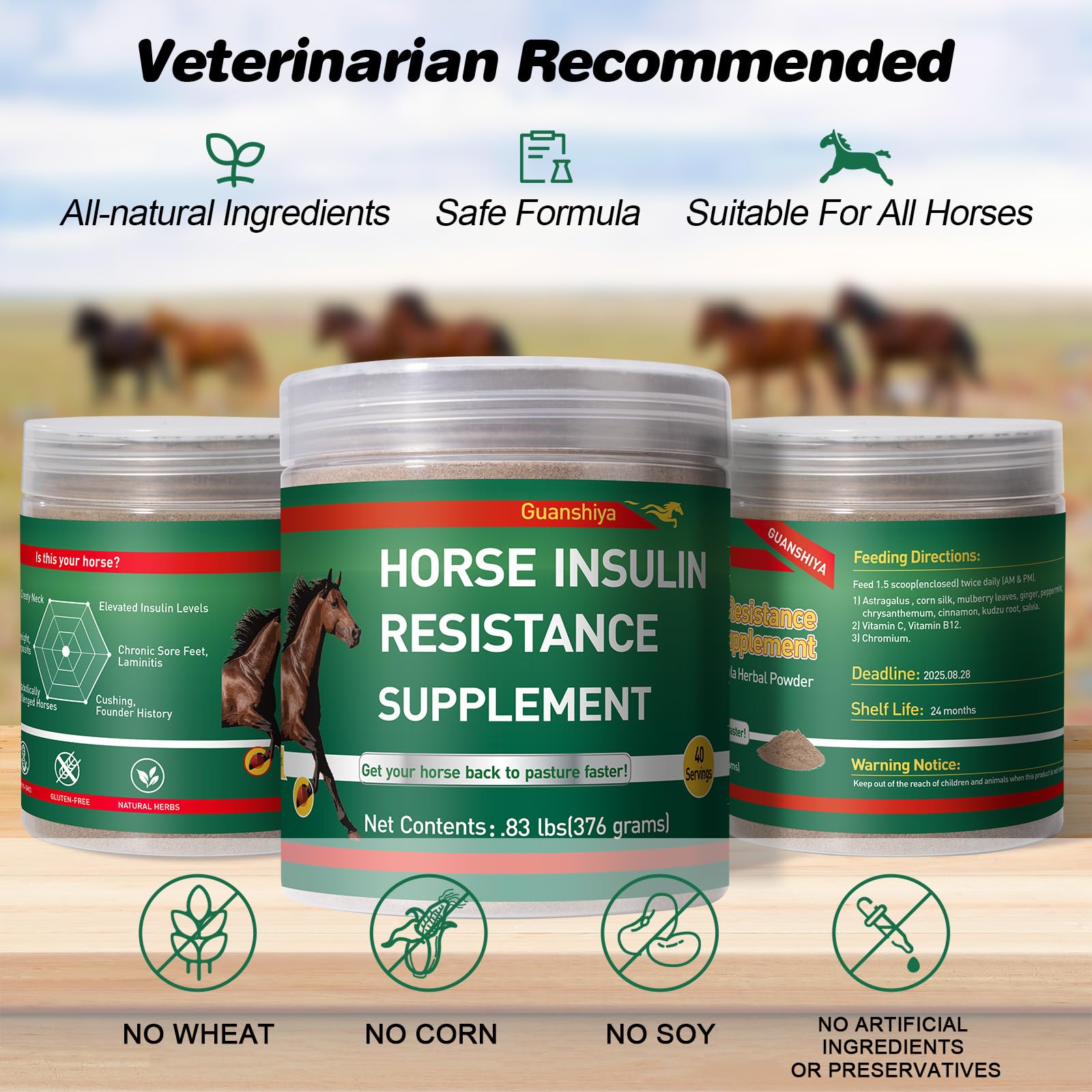 Insulin Resistance Supplement for Horses - Horse Laminitis Treatment-Natural Laminitis Herbal Powder for Sore Feet & Chronic Lam