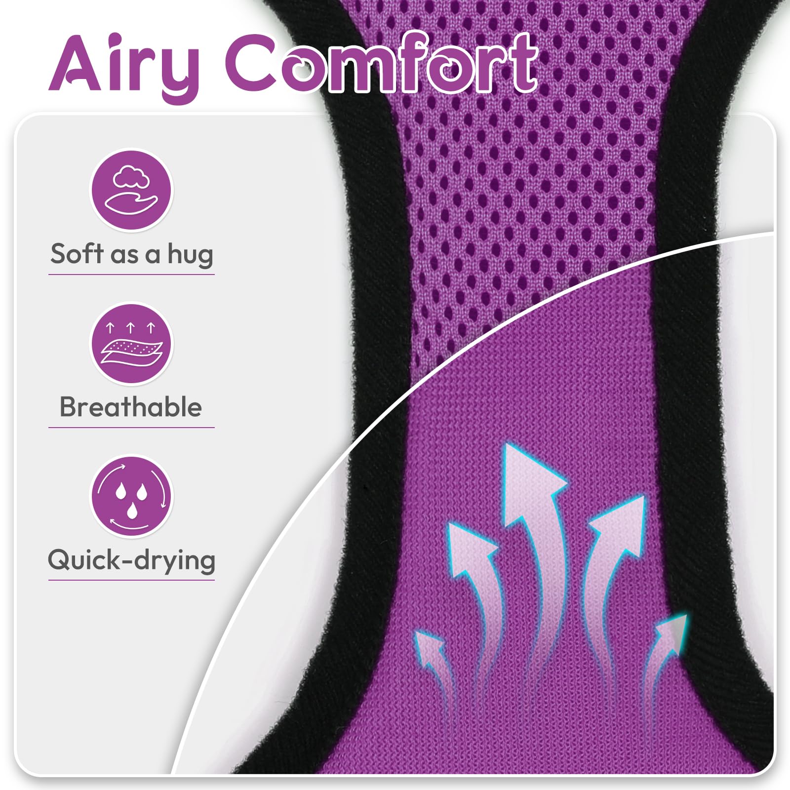 Dooradar Cat Harness And Leash Set, Escape Proof Safe Adjustable Kitten Vest Harnesses For Walking, Easy Control Soft Breathable Mesh Jacket With Reflective Strips For Cats, Purple, S