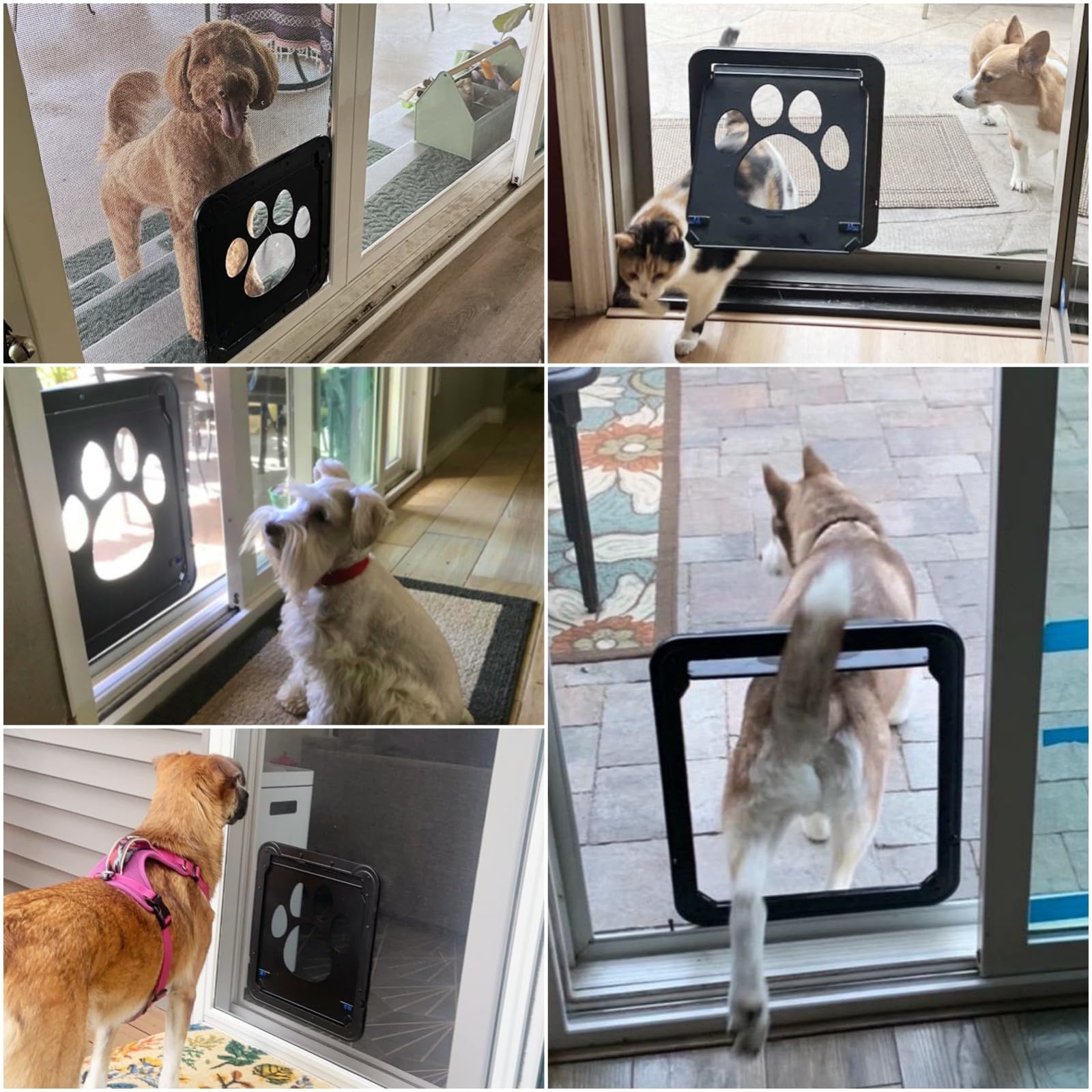 Enjoying Pet Screen Door 12.2'' X 14'' Inner Door Size, Dog Doors With Replacement Magnetic Flap Lockable Dog Screen Door, Black