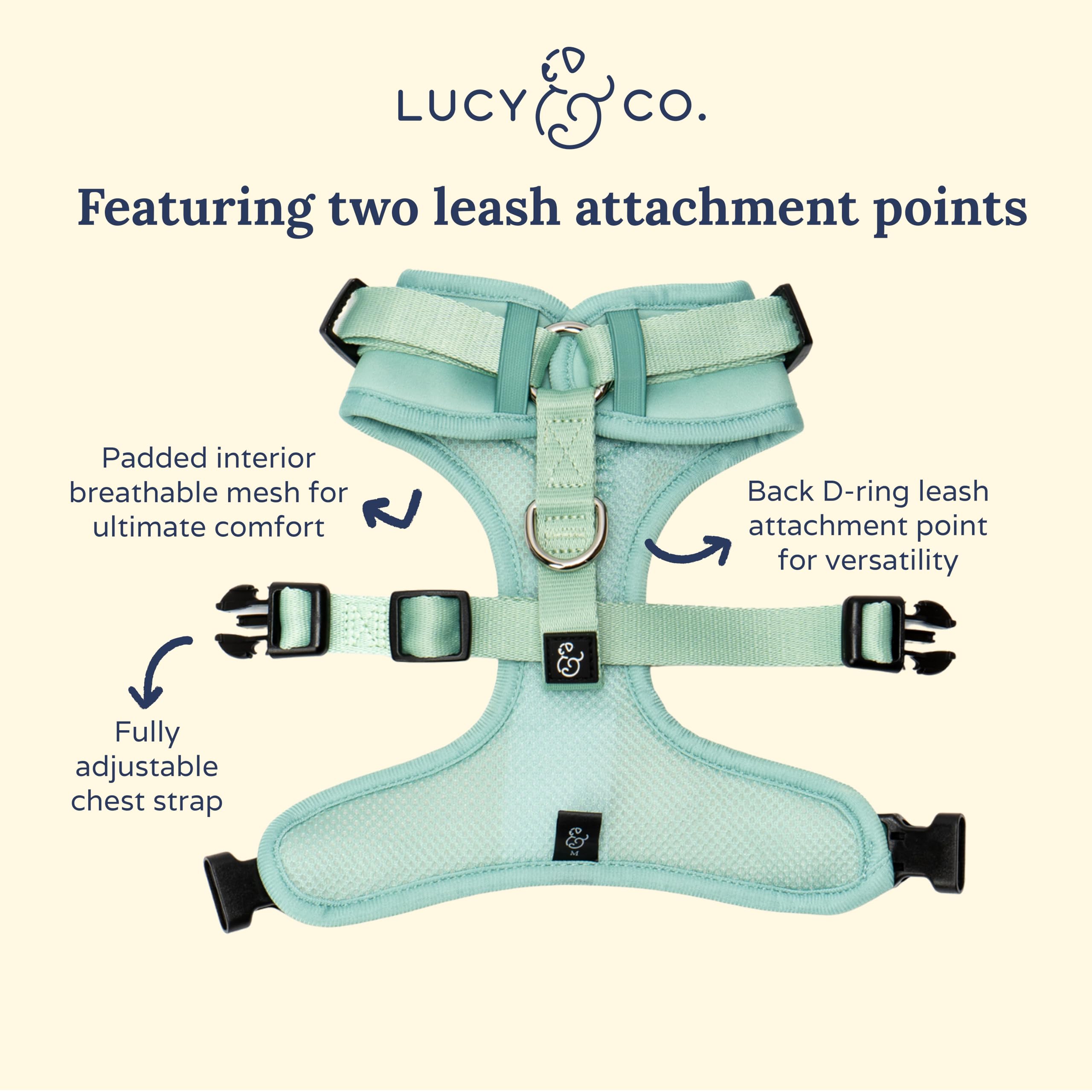 Lucy & Co. The Spring Green No-Pull Dog Harness - Size Small- Vest to Stop Pulling & Walk Easy - Comfortable Leash Training Prod