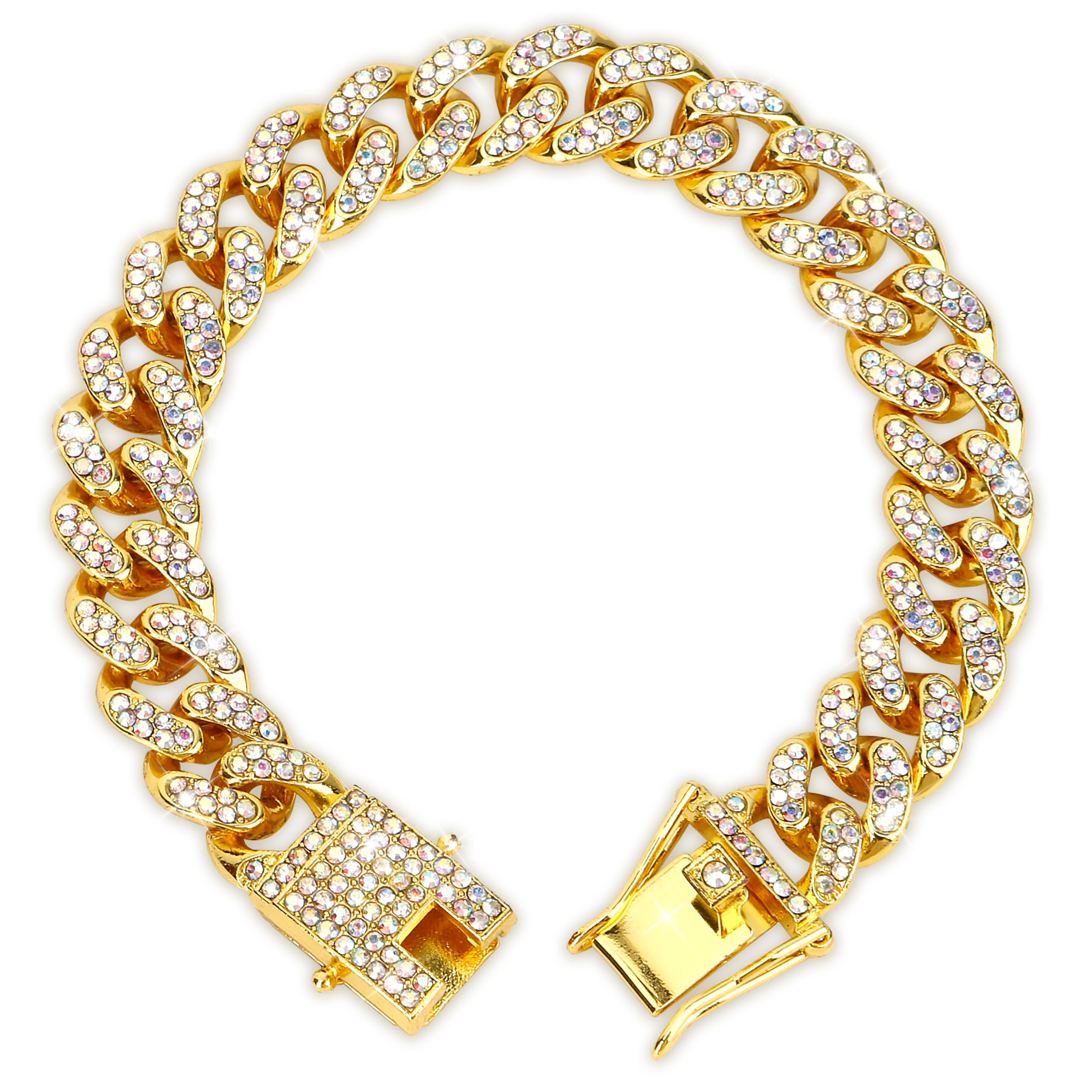 Gold Metal Wide Dog Collar - Chain For Large Dogs