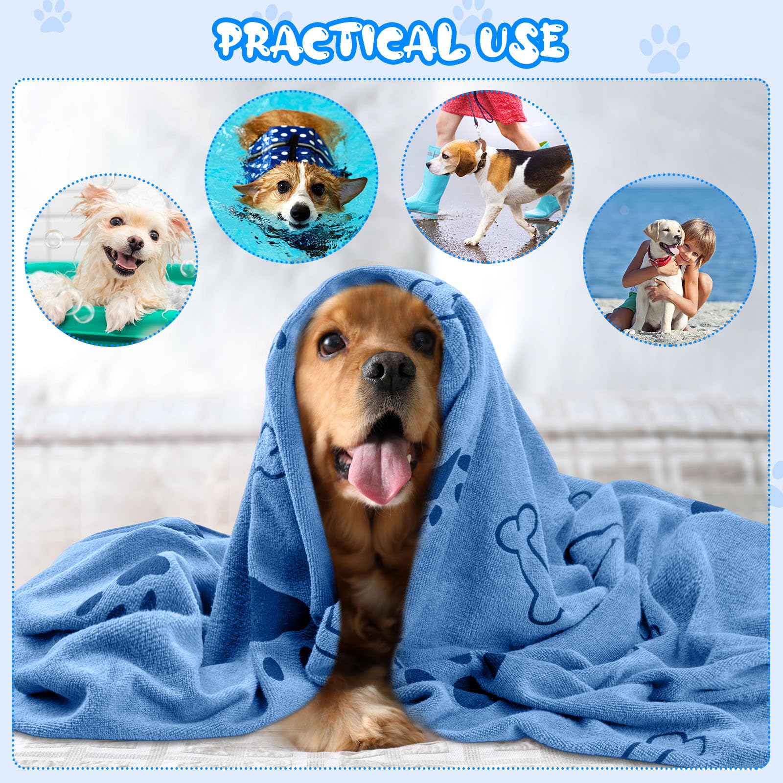 Tatuo 22 Pcs Dog Towels for Drying 20 x 40 Inch Pet Bath Towels Absorbent Microfiber Towel Quick Drying Puppy Bathing Supplies f