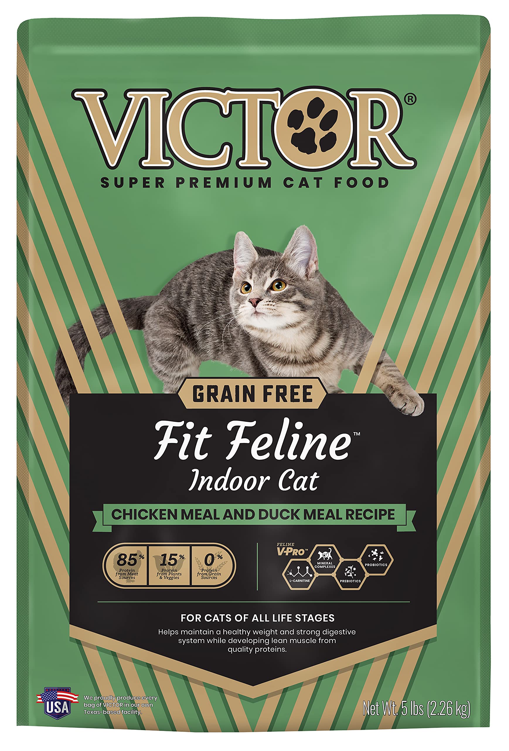 Victor Super Premium Cat Food - Grain Free Fit Feline - Dry Cat Food for Indoor Cats - for All Breeds and All Life Stages from K