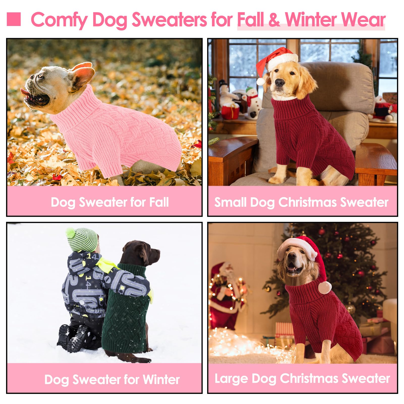 AOFITEE Dog Sweater, Dog Sweaters for Medium Dogs Girl, Warm Halloween Dog Sweater, Winter Medium Dog Sweaters Female Male, Clas