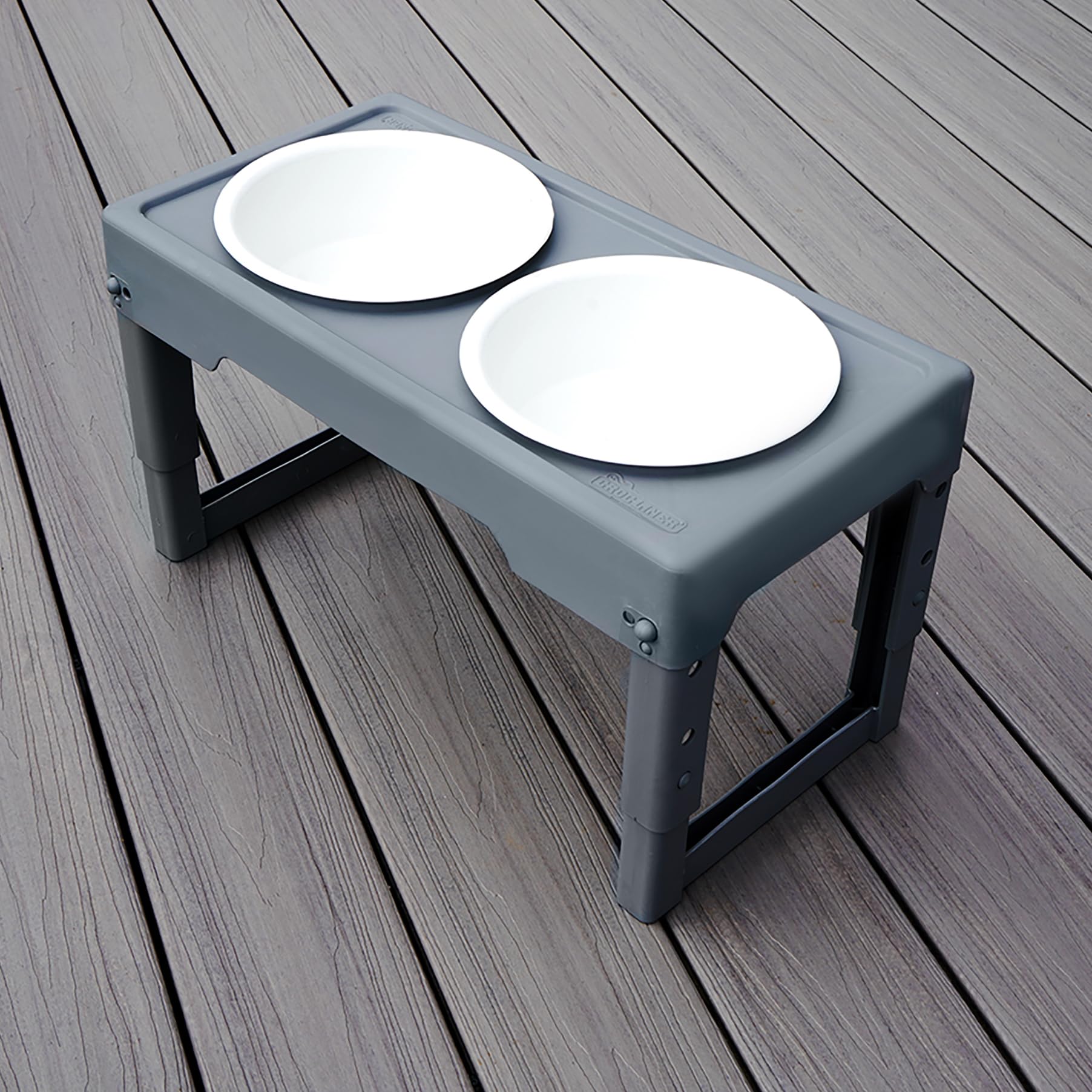 Croc Liner Adjustable Elevated Pet Bowl Stand With Bowls - Suitable For Dogs And Pets Of Various Sizes - 4 Height Options (3'',