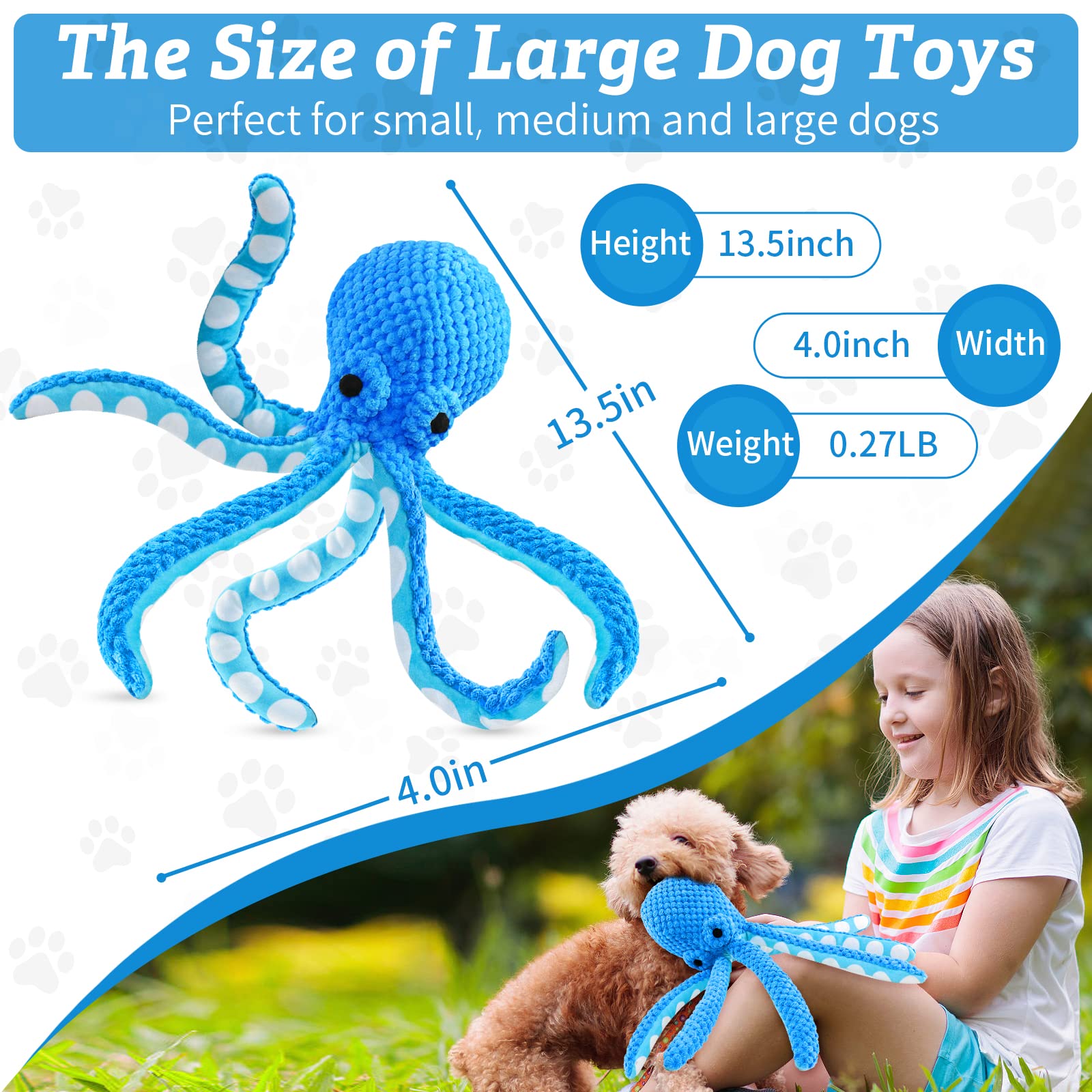 Jeefome Dog Toys For Large Dogs:Squeaky Interactive Dog Toys With Soft Fabric For All Breed Sizes- Puppy Toys To Keep Them Busy