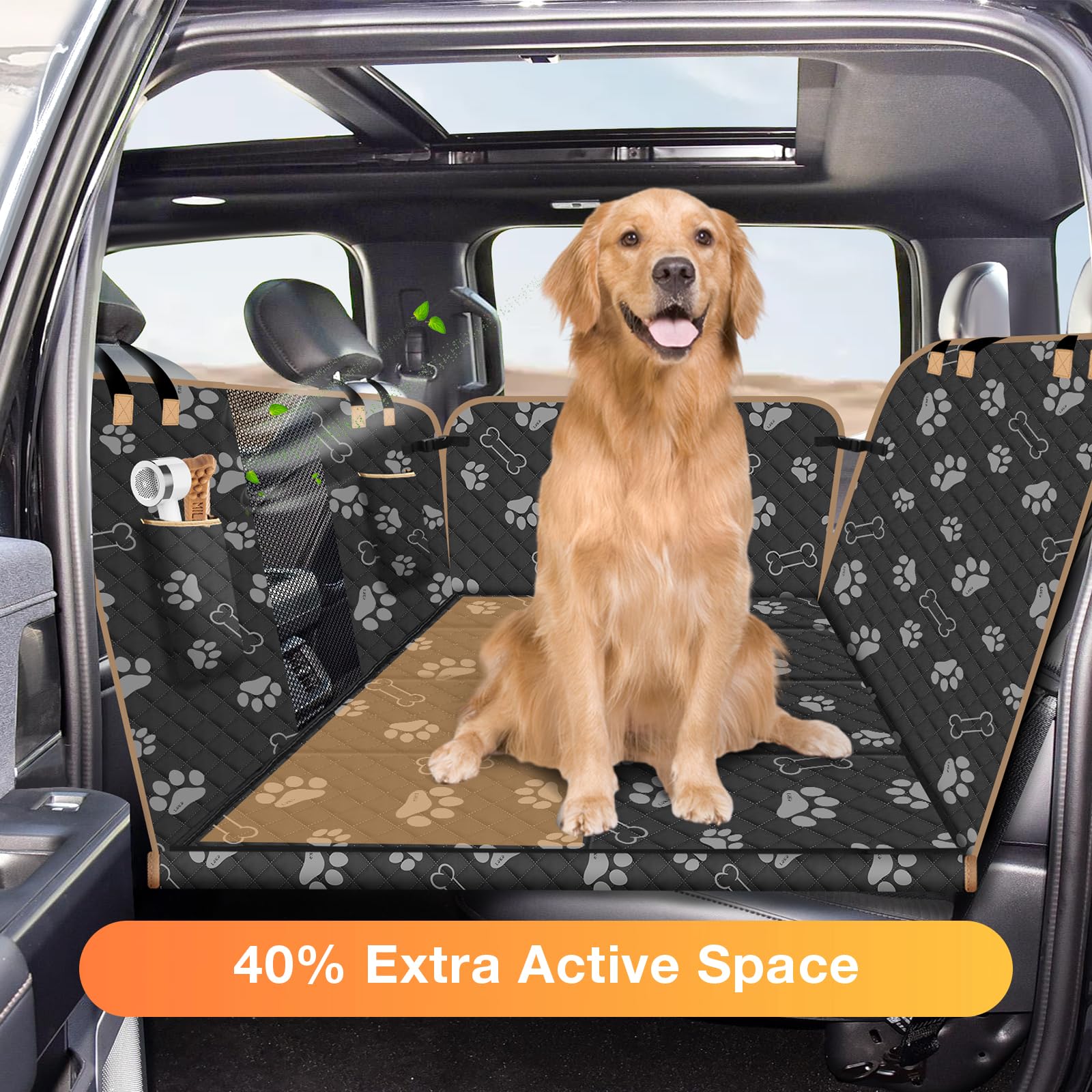Lekespring Dog Car Seat Cover For Back Seat, Larger Dog Car Bed Cover With Strong Bottom, Car Back Seat Extender Hammock For Ful