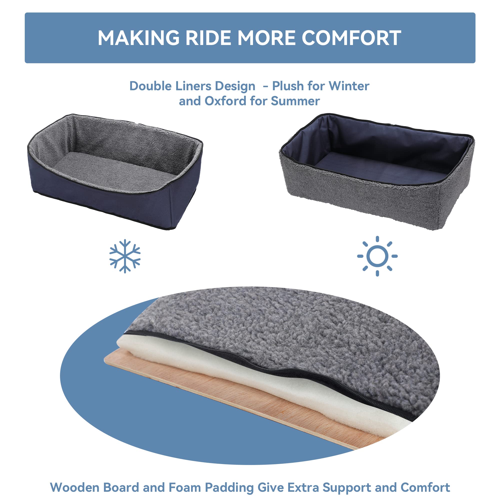 A4Pet Dog Car Seat Medium Large Size Dog - Large Dog Car Seat For 2 Dogs Large Dogs With Washable Cover, Safety Leashes, Storage Pockets - Pet Car Seat, Dog Booster Car Seat - Foldable & Portable